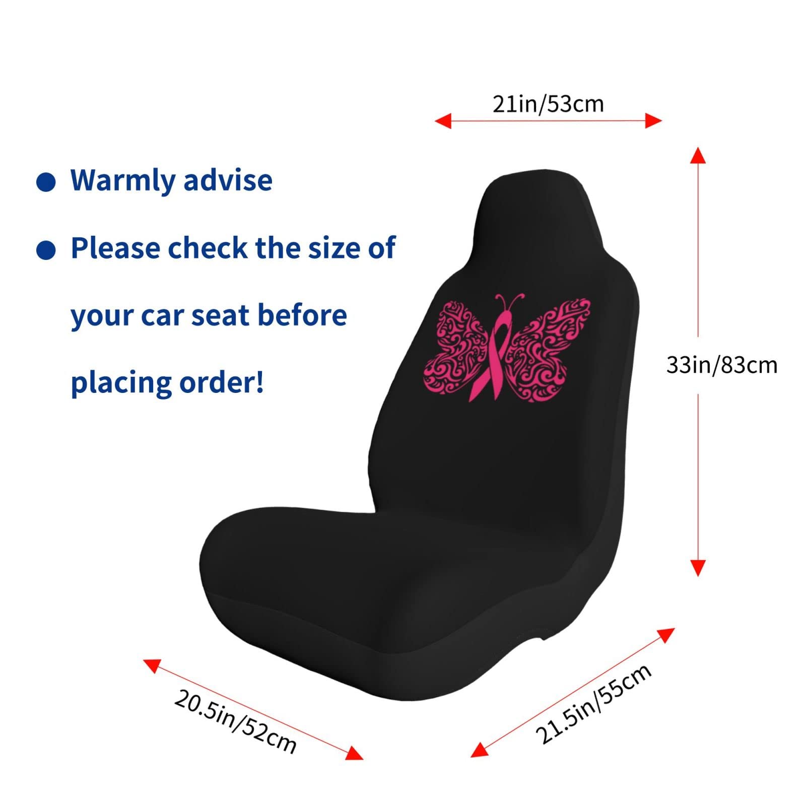 Butterfly Lung Cancer Awareness Car Seat Covers - 2 Piece Set for Most Vehicles | Soft & Durable Seat Protectors for Cars, Trucks & SUVs | Show Support for Cancer Survivors & Patients