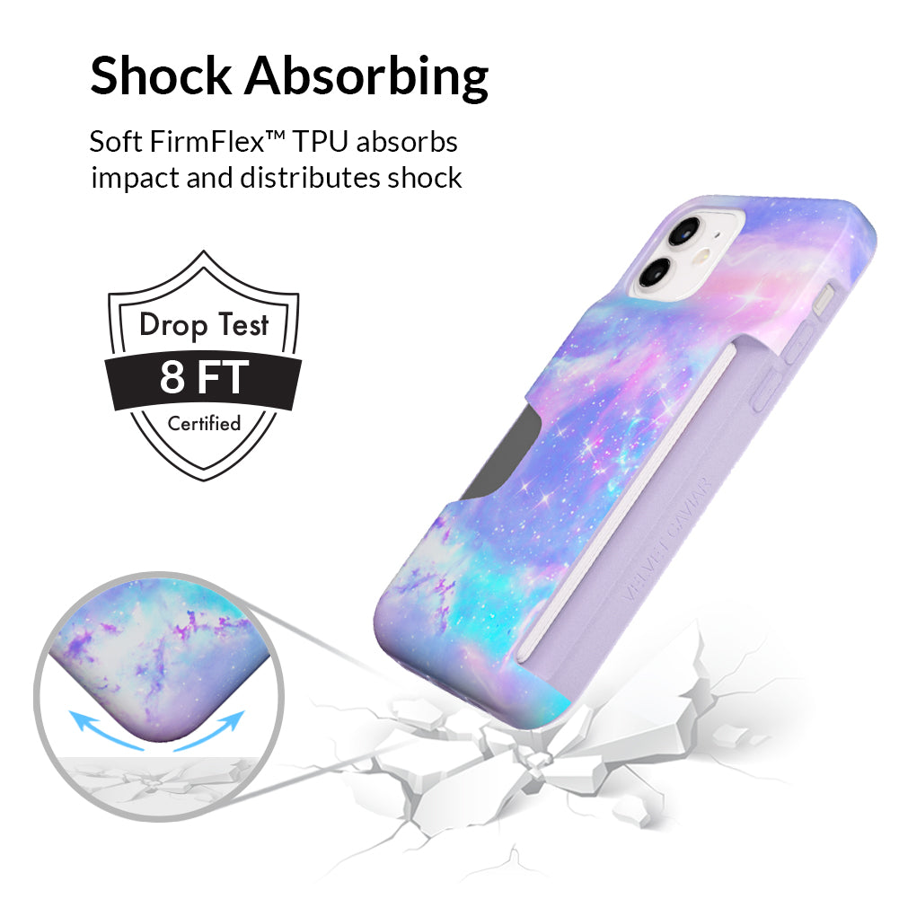 Pastel Galaxy iPhone Wallet Case - Slim Protective Cover with Card Holder for iPhone 13/14/15 - Perfect for Travel, Shopping & Everyday Use