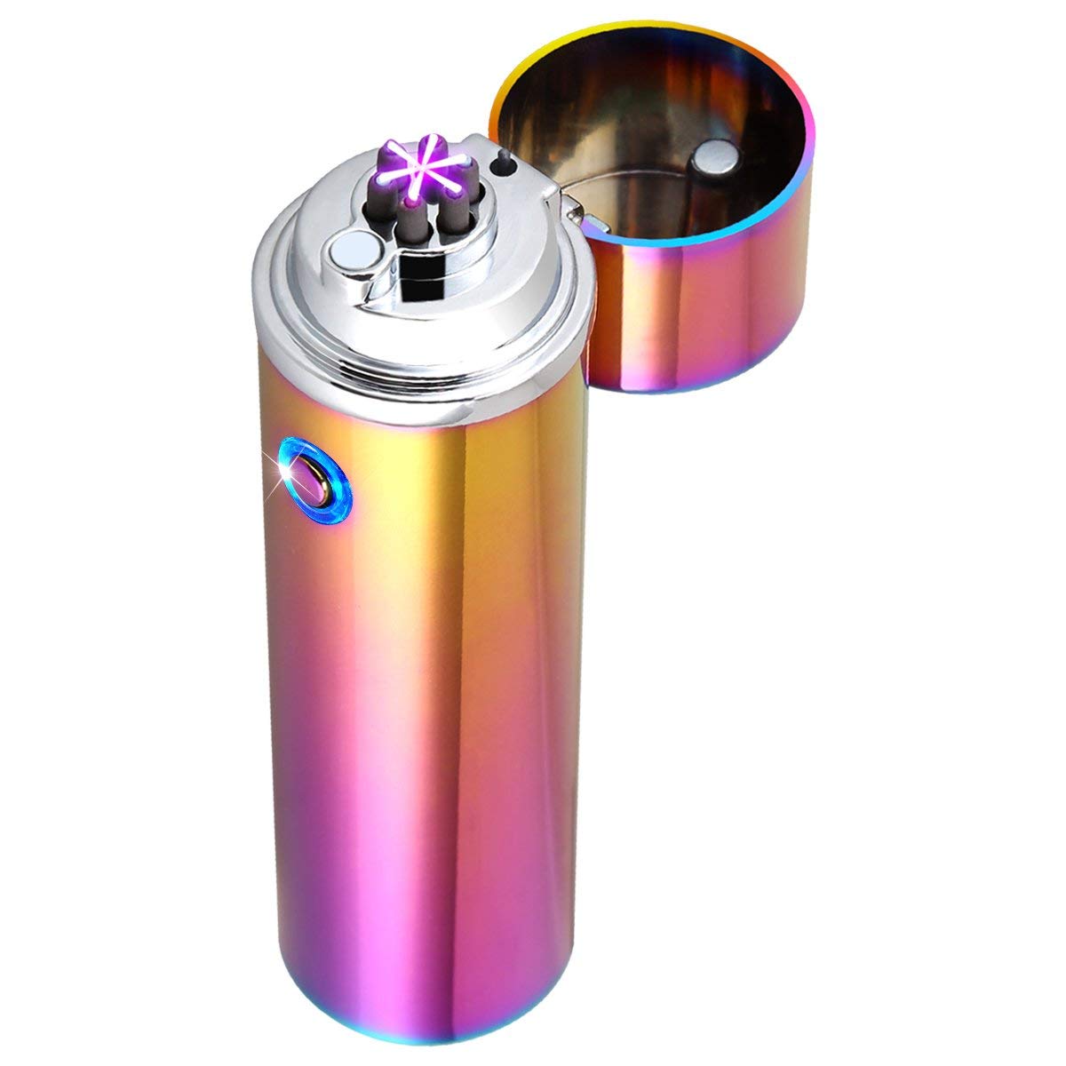 USB Arc Lighter - Windproof Rechargeable Triple Flame (Multicolor) for Camping & Outdoor