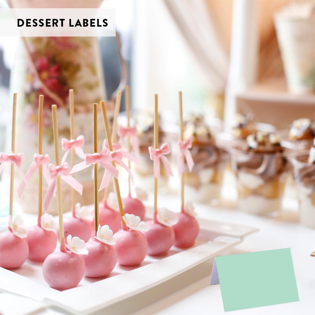 Printable Mint Green Table Tent Place Cards - 20-Pack for Wedding, Baby Shower & Graduation Events | Elegant Seat Placement Name Cards for Table Settings, Food Displays & Special Occasions