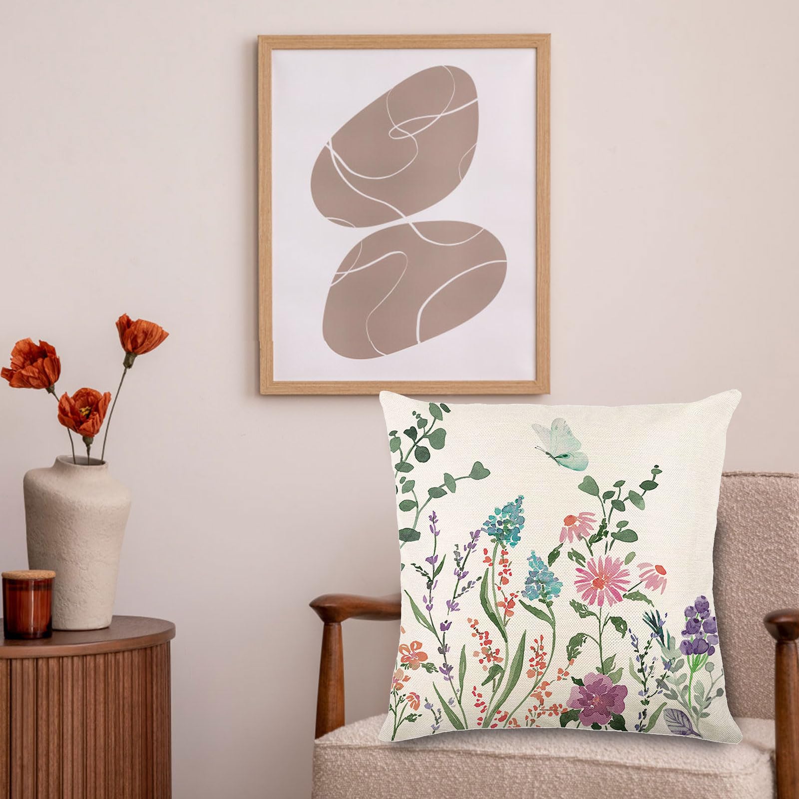 ONFAON Spring Pillow Covers 18x18 Inch - Farmhouse Linen Cushion Cases for Outdoor & Indoor Decor | Seasonal Home Accents for Sofa, Porch, Garden & Living Room