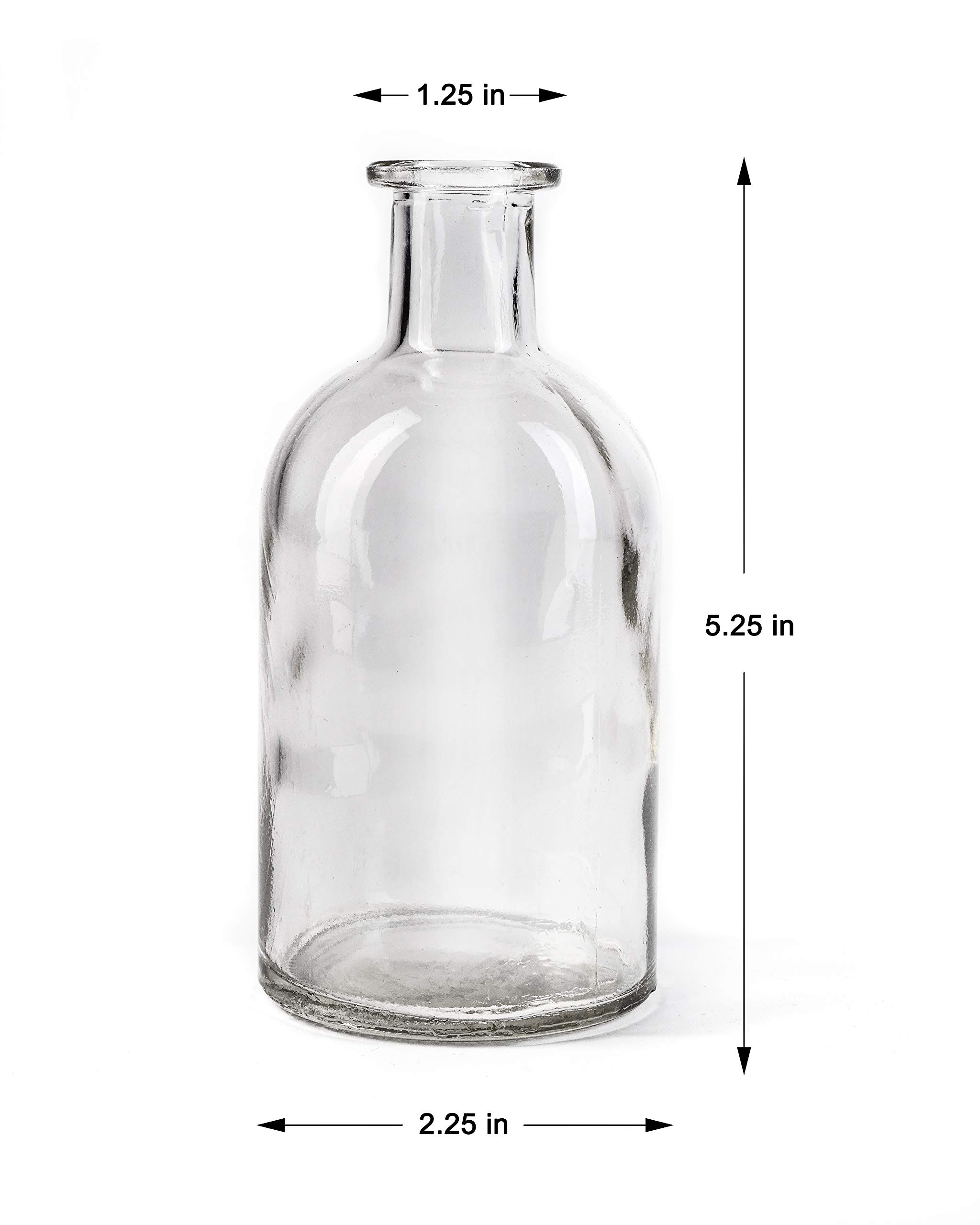 Serene Spaces Living (6 Pack) Small Glass Bud Vases - Decorative Apothecary Jars & Mini Flower Vases for Wedding Centerpieces, Home Decor, and DIY Craft Projects | Perfect for Table Settings, Bathroom Storage, and Rustic Farmhouse Decor