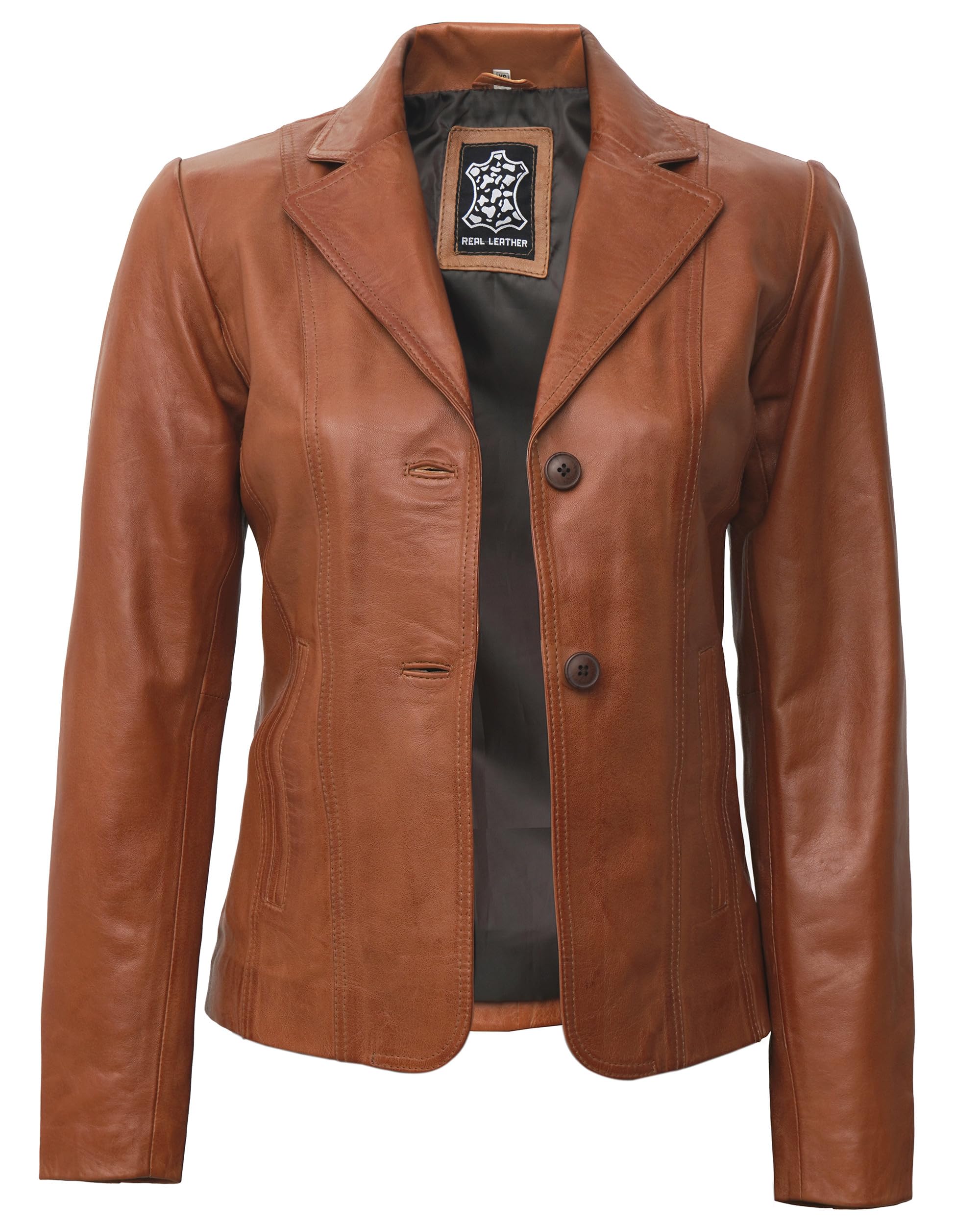 Decrum Women's Stylish Casual Leather Blazer Jacket - Perfect for Office, Evening Out & Everyday Wear