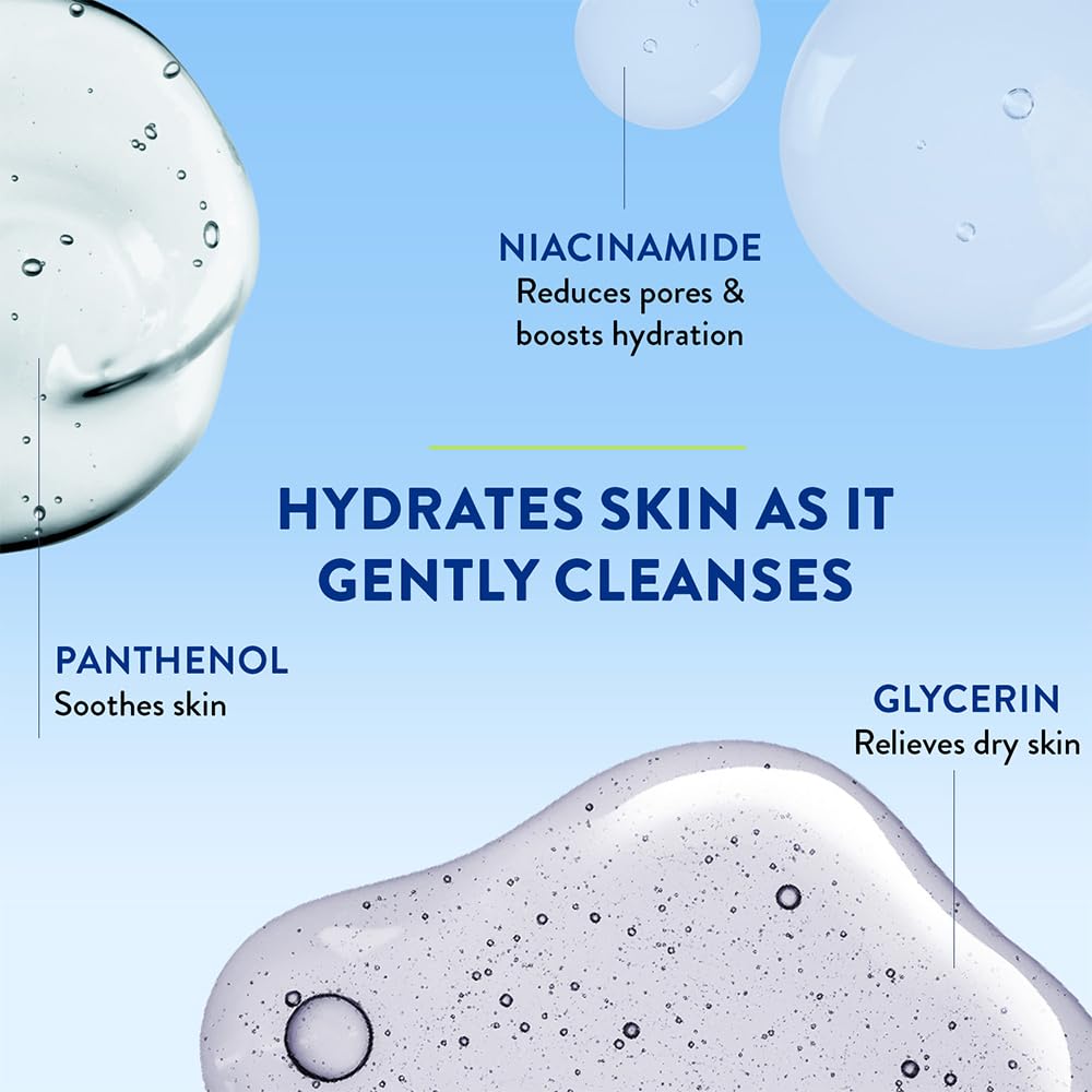 Cetaphil Gentle Skin Hydrating Face Wash Cleanser - Paraben & Sulfate Free with Niacinamide & Vitamin B5 for Dry, Normal & Sensitive Skin - 125ml | Daily Facial Cleanser for Soft, Smooth & Hydrated Skin
