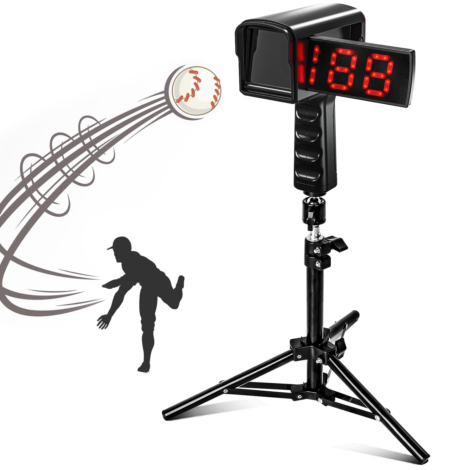 **Baseball Radar Guns for Speed Training - LED & LCD Display Speed Sensor with Handheld & Hands-Free Modes, Tripod Included - Perfect for Baseball Players, Coaches & Practice Sessions**