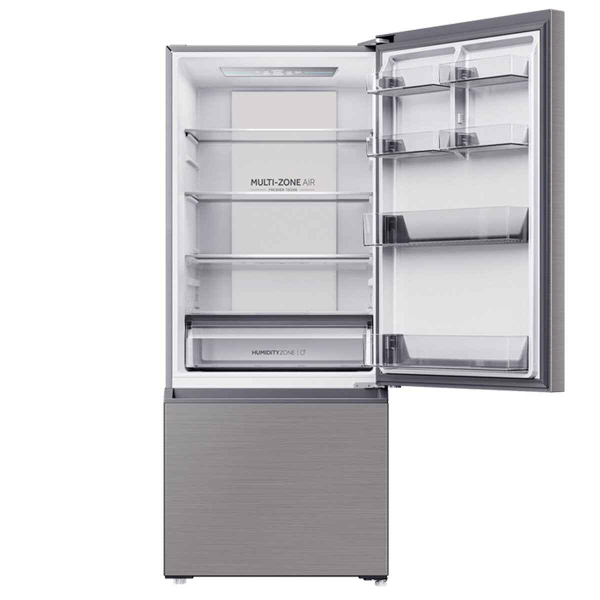 Haier 433L Bottom Mount Refrigerator - Energy Efficient, Stainless Steel Finish (HRF420BS) for Modern Kitchens & Open Floor Plans