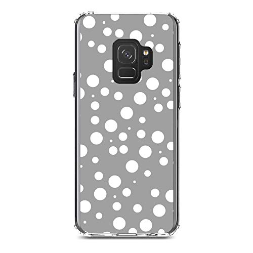 Grey White Bubbles Polka Dots On Clear Case