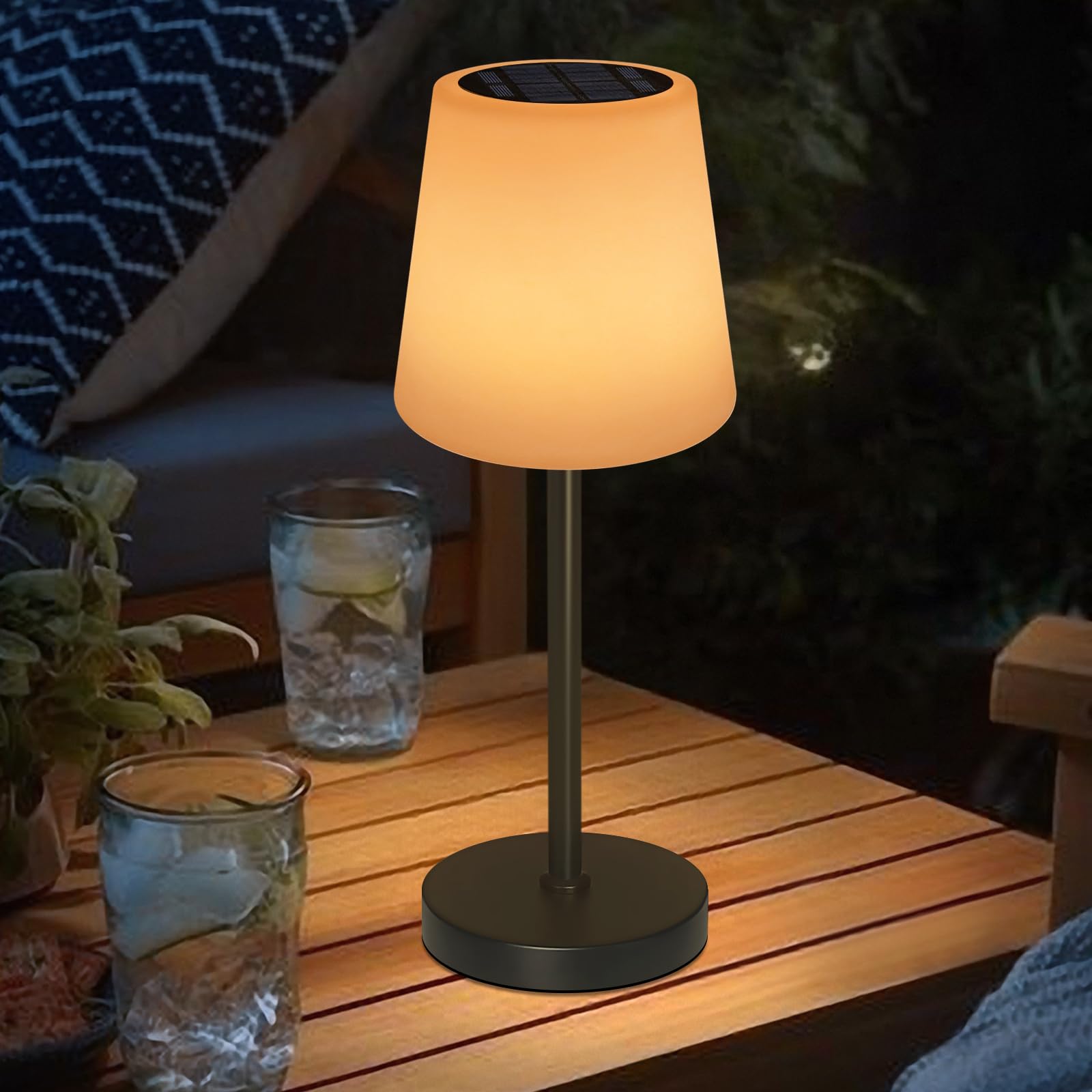 Solar Powered Table Lamp - Rechargeable 3-Color Mode Outdoor Lighting for Desk, Patio, Garden & Yard | Perfect for Camping, BBQ Nights & Romantic Ambience