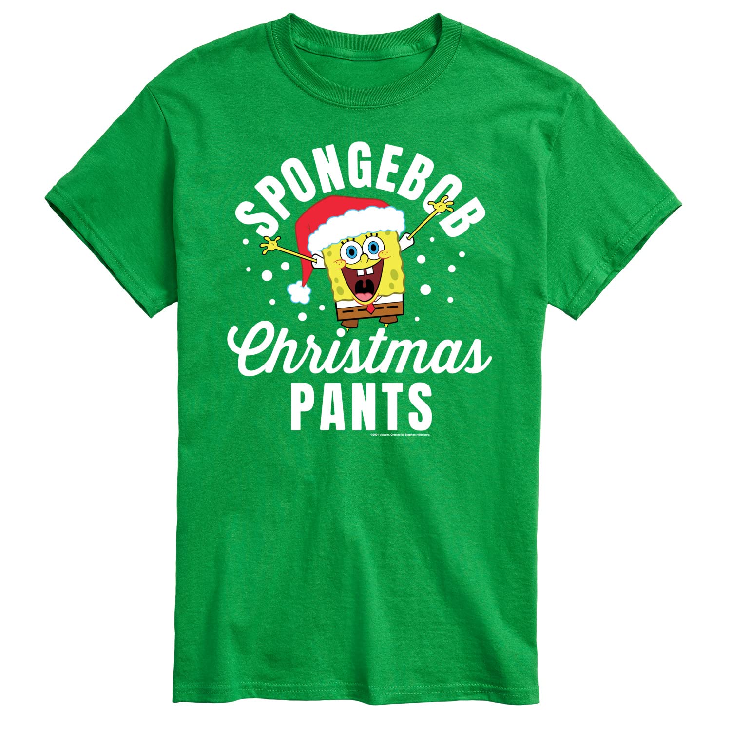 HYBRID APPAREL Spongebob Squarepants Christmas Pants Men's Short Sleeve Graphic T-Shirt - Funny Holiday Gift for Fans, Casual Wear & Christmas Party Outfit