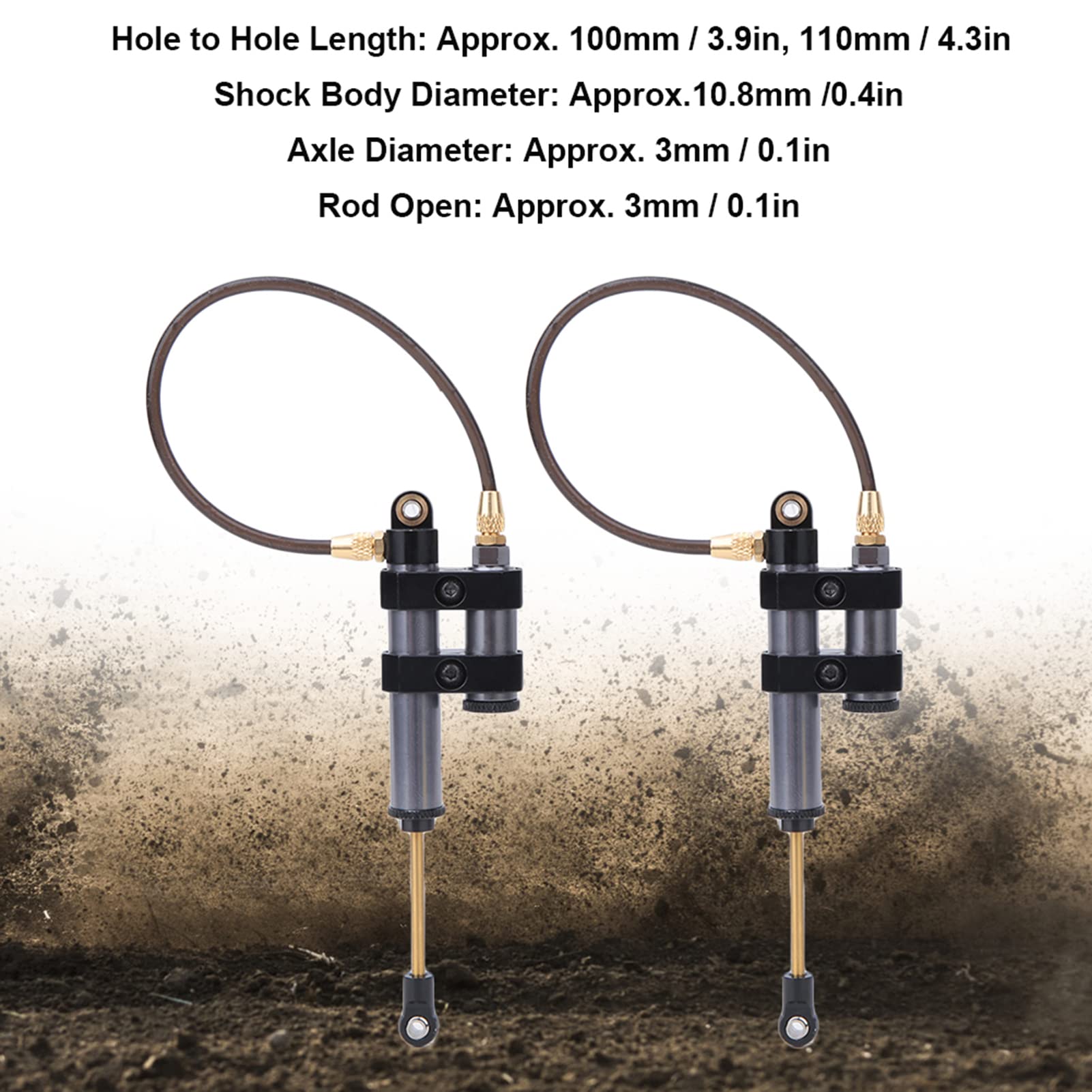 2Pcs Adjustable RC Car Shock Absorbers with Internal Spring & Negative Pressure - Compatible with SCX10, D90 1/10 Scale RC Cars - Perfect for Off-Road Crawling & Trail Driving