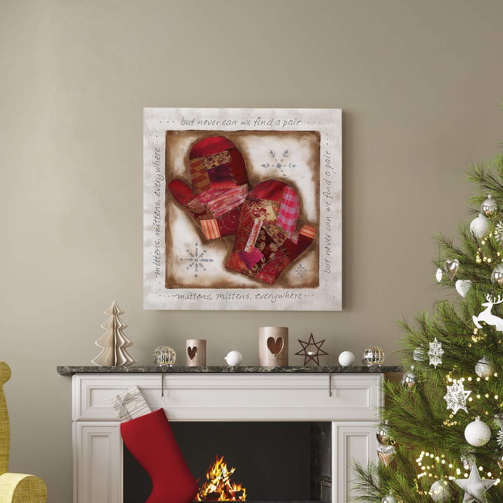 Renditions Gallery Christmas Canvas Wall Art - Holiday Décor with Joy, Tidings, Yule & Love - Festive Tinsel & Cookies Design - 24x24 Inches - Perfect for Living Room, Bedroom & Office Holiday Decorating