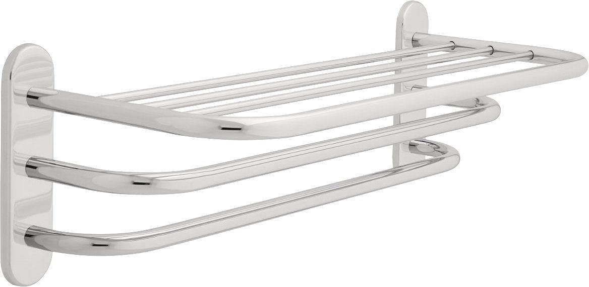 Stainless Steel Towel Shelf with 2 Bars - Wall Mounted Bathroom & Kitchen Towel Holder for Hand Towels - Perfect for Small Spaces, Apartments, and Home Organization