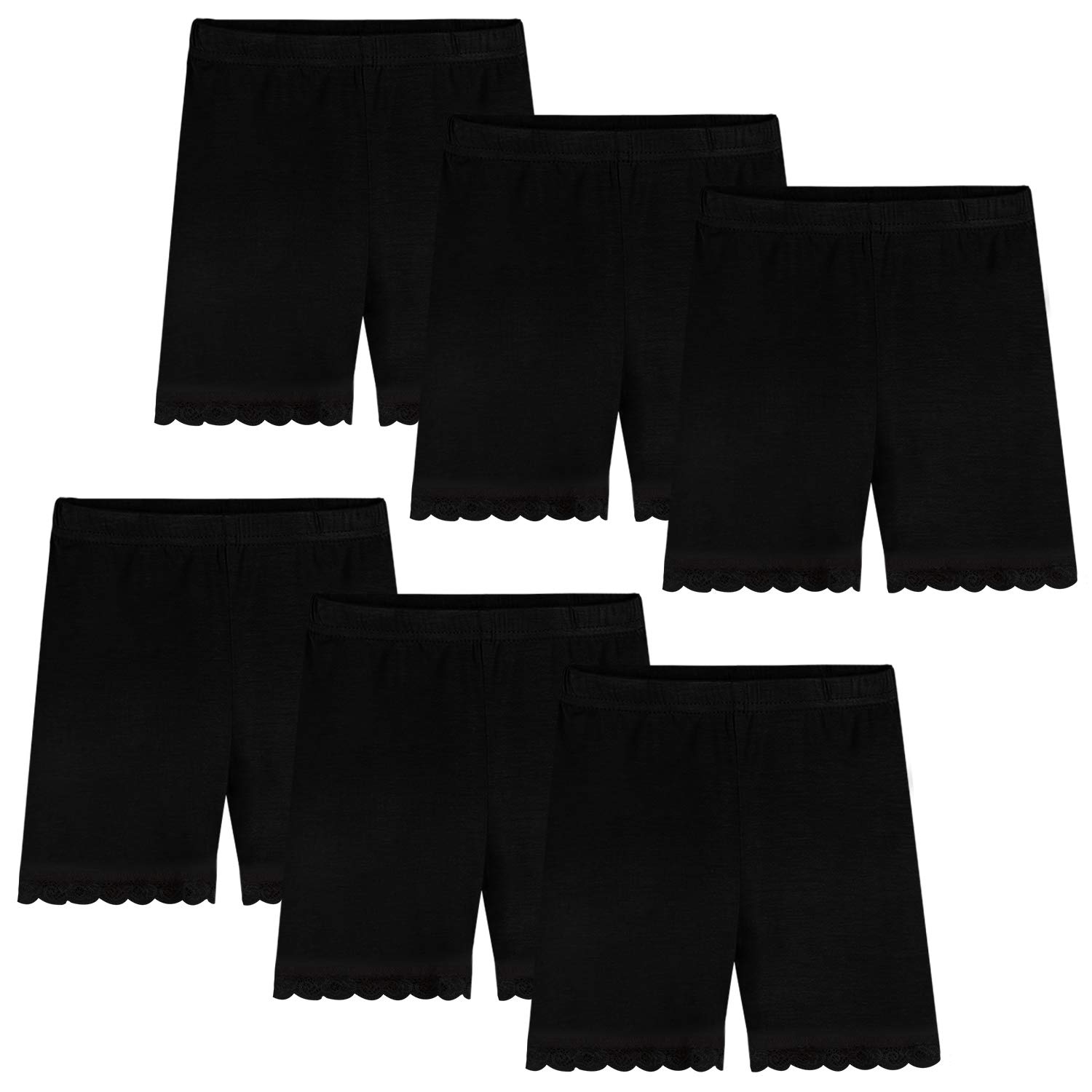 Auranso Girls' Dance Shorts - 6 Pack Solid Color Breathable Bike Shorts for Dance, Yoga & Active Wear | Comfortable & Stretchy Workout Shorts for Kids