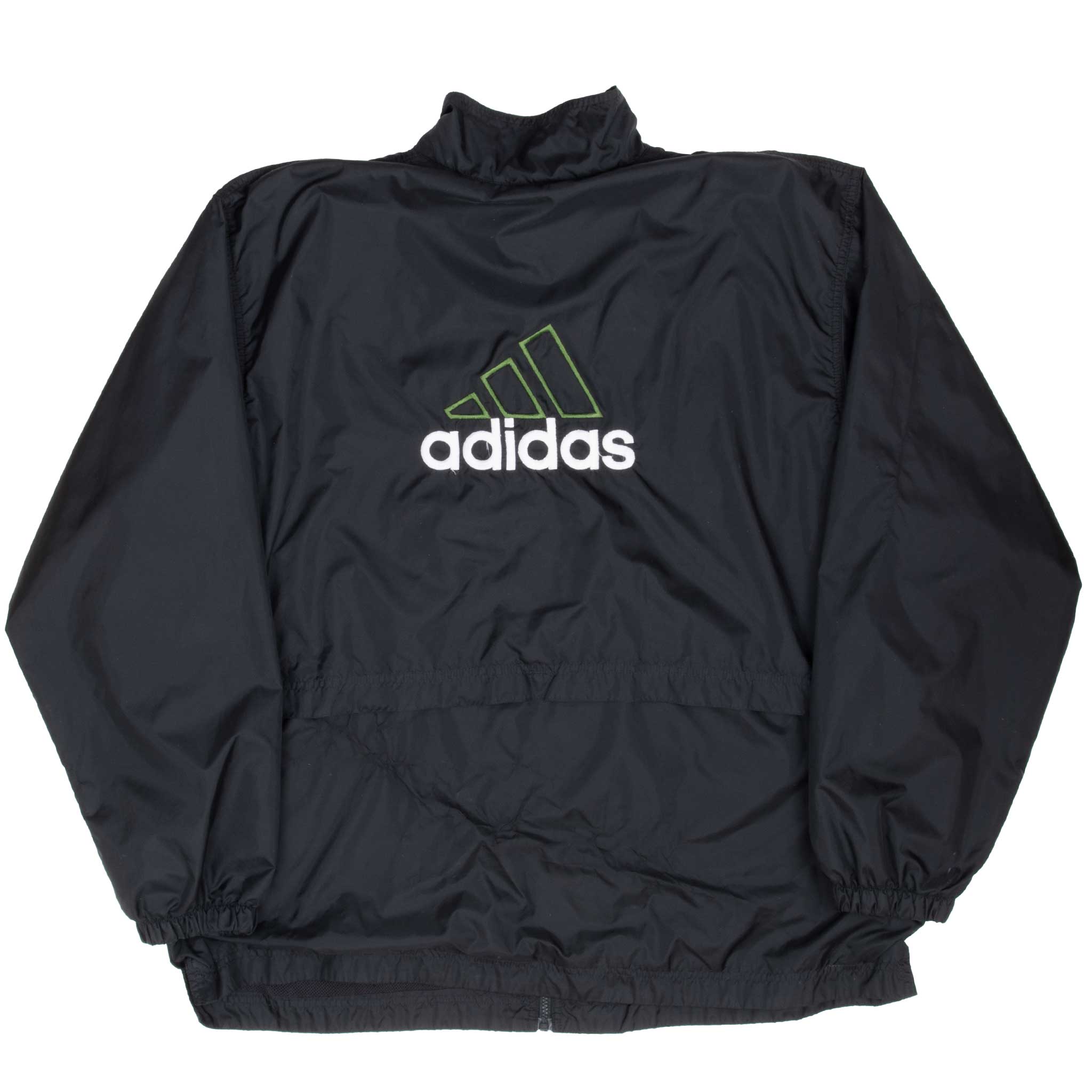 Vintage Adidas Black Windbreaker Jacket 1990s Men's 2XL - Retro Athletic Outerwear for Running, Hiking & Casual Street Style