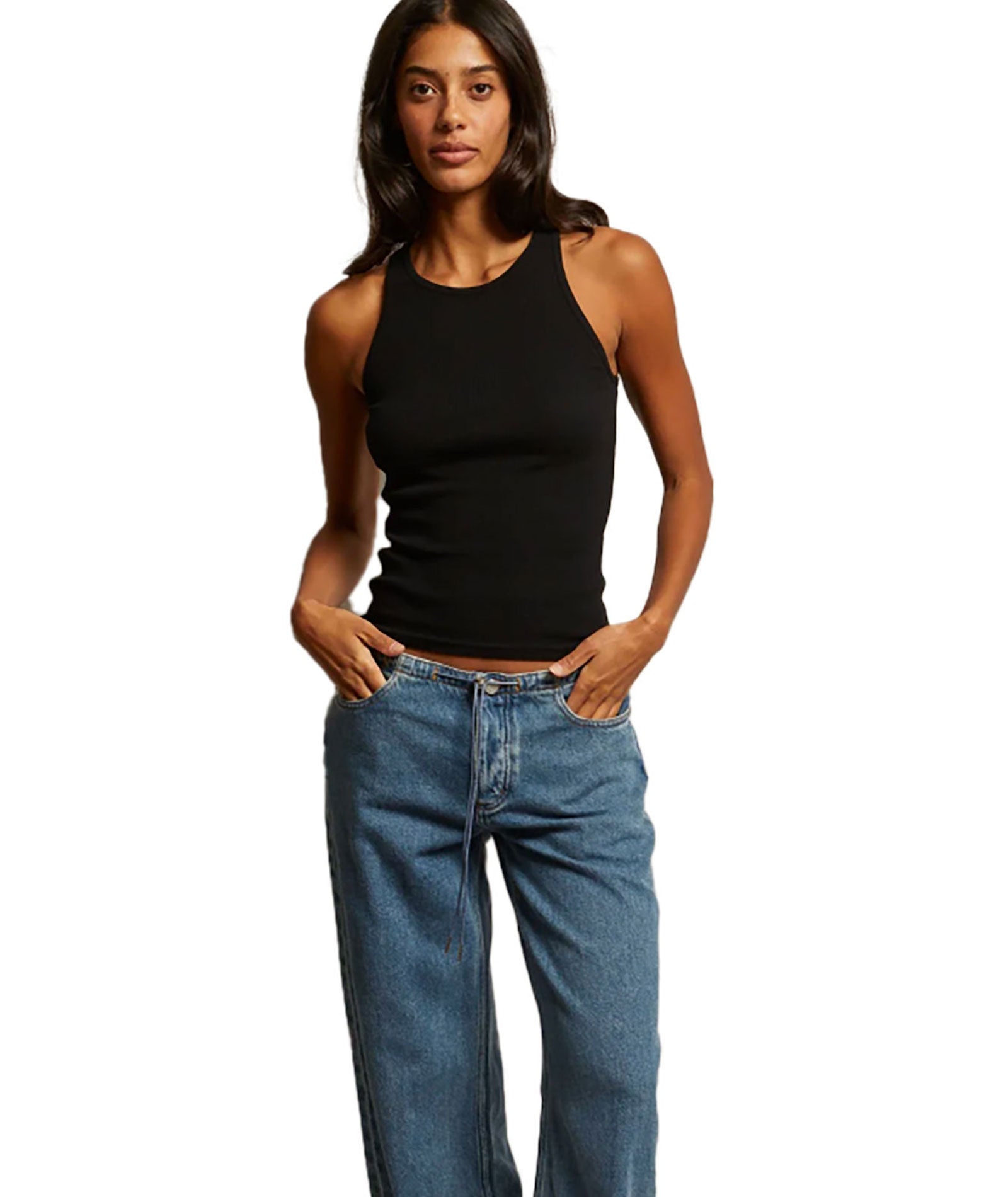 Women's Perfect White Ribbed Tank Top - Soft & Comfortable Kravitz Fine Rib Tee for Casual Wear, Layering & Everyday Outfits