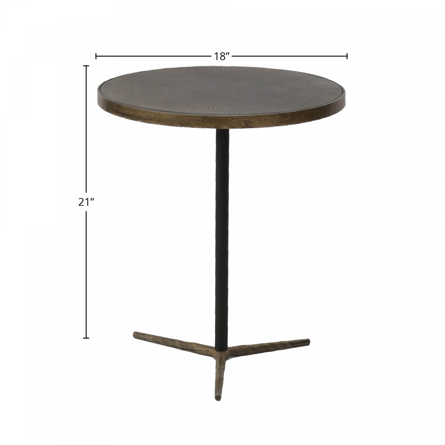 Auren Round Side Table - Bronze Finish Accent Table for Living Room, Bedroom & Office | Small End Table with Sturdy Metal Base | Perfect for Coffee, Books & Decor