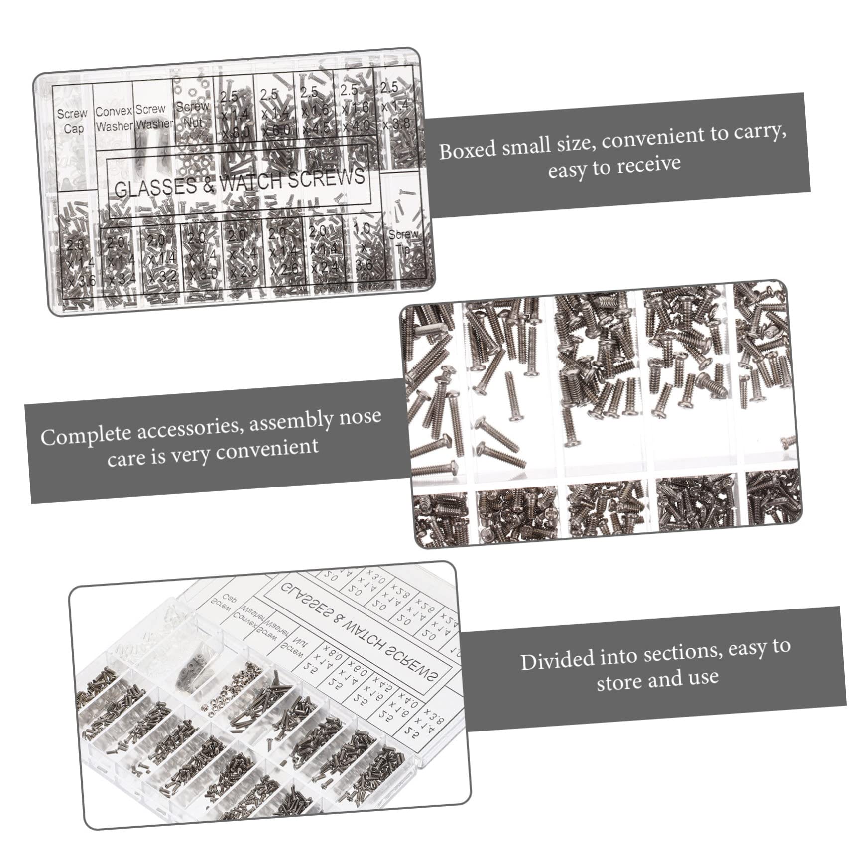 **PartyKindom 5 Sets Glasses Repair Kit - Metal Screws, Nose Pads & Replacement Parts for Rimless/Frameless Eyewear - Perfect for DIY Glasses Fix & Maintenance at Home or Office**