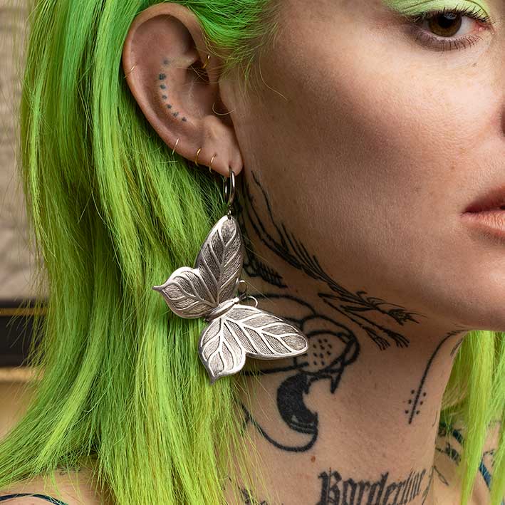 NEW DAWN. Large Silver Butterfly Hoop Earrings for Women - Elegant Dangle Earrings for Party, Wedding & Everyday Wear