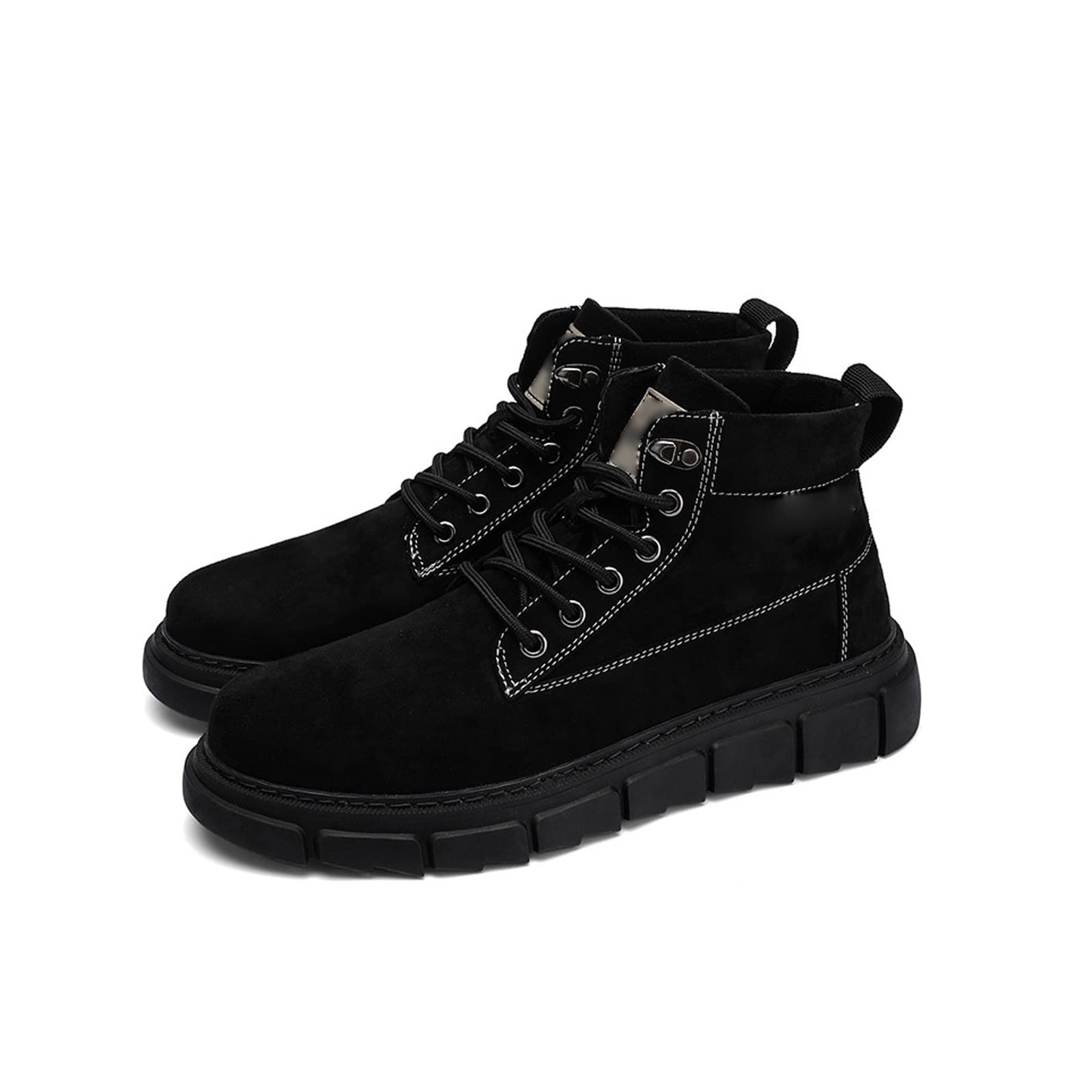 GAGC Men's Winter Boots - Warm Velvet Lined Cotton High-Top Retro Leather Shoes, All-Match Casual Work Boots (Black, Size 8.5) - Perfect for Outdoor Hiking, Winter Walking & Street Fashion