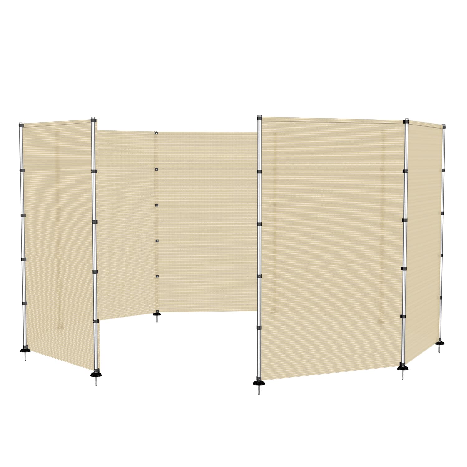 TANG 6'x2' Beige Outdoor Privacy Fence for Inground Pools, Deck Safety Barrier, Dog Fence with Poles - Perfect for Concrete Decks, Backyard Security & Pool Safety
