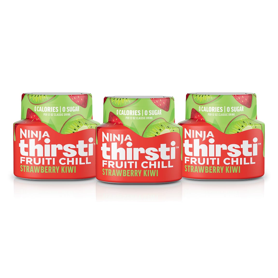Ninja Thirsti Flavored Water Drops - FRUITI CHILL Strawberry Kiwi | Zero Sugar & Zero Calories | Makes 17 (12oz) Drinks | Perfect for Sparkling or Still Water | 3-Pack | Great for Gym, Office & Outdoor Hydration