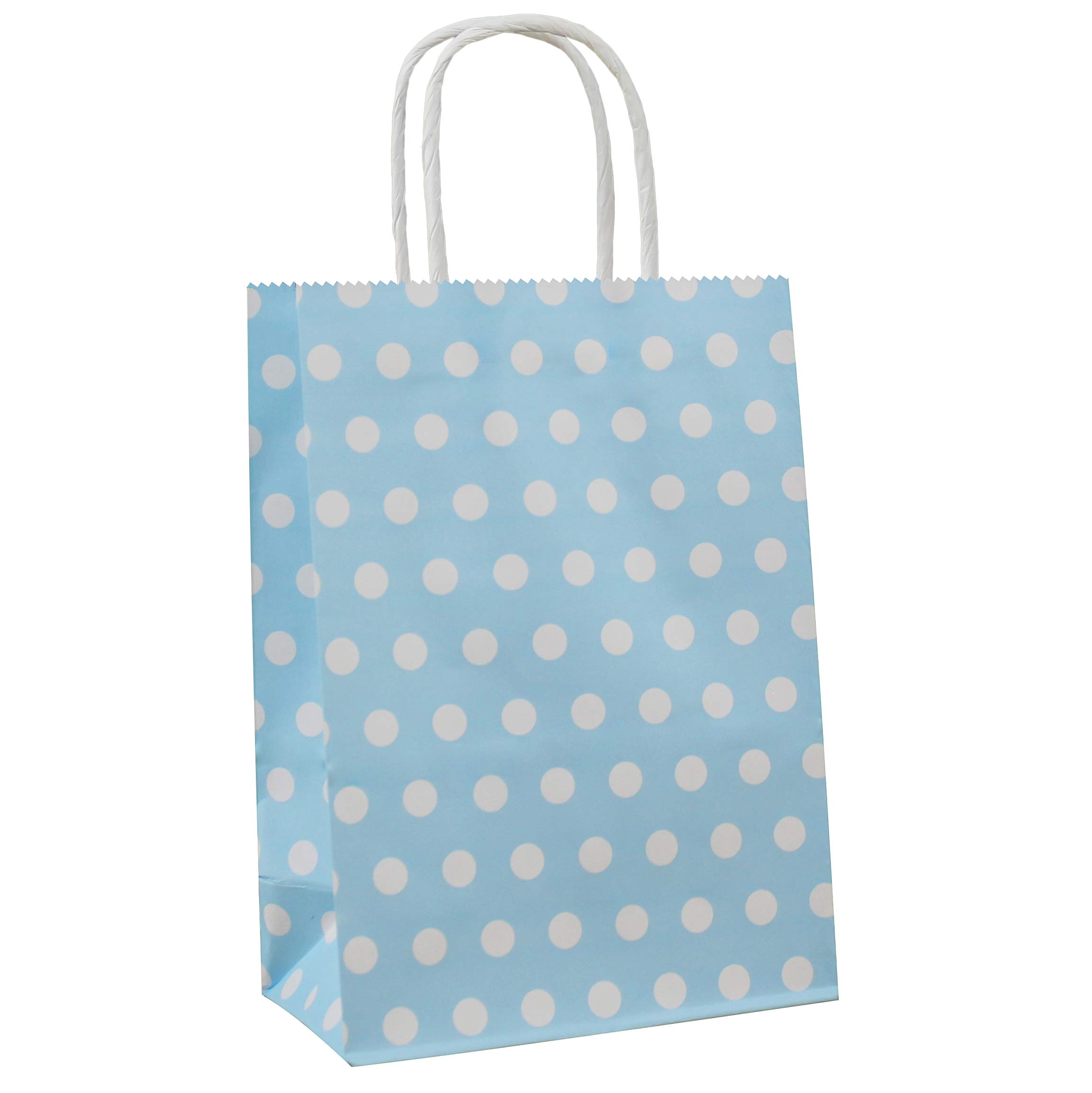 ADIDO Small Polka Dot Gift Bags - 12 Pack Blue Kraft Paper Party Favor Bags with Handles (8.2x6x3.1 Inches) - Perfect for Birthday, Wedding, Baby Shower & Holiday Gift Wrapping