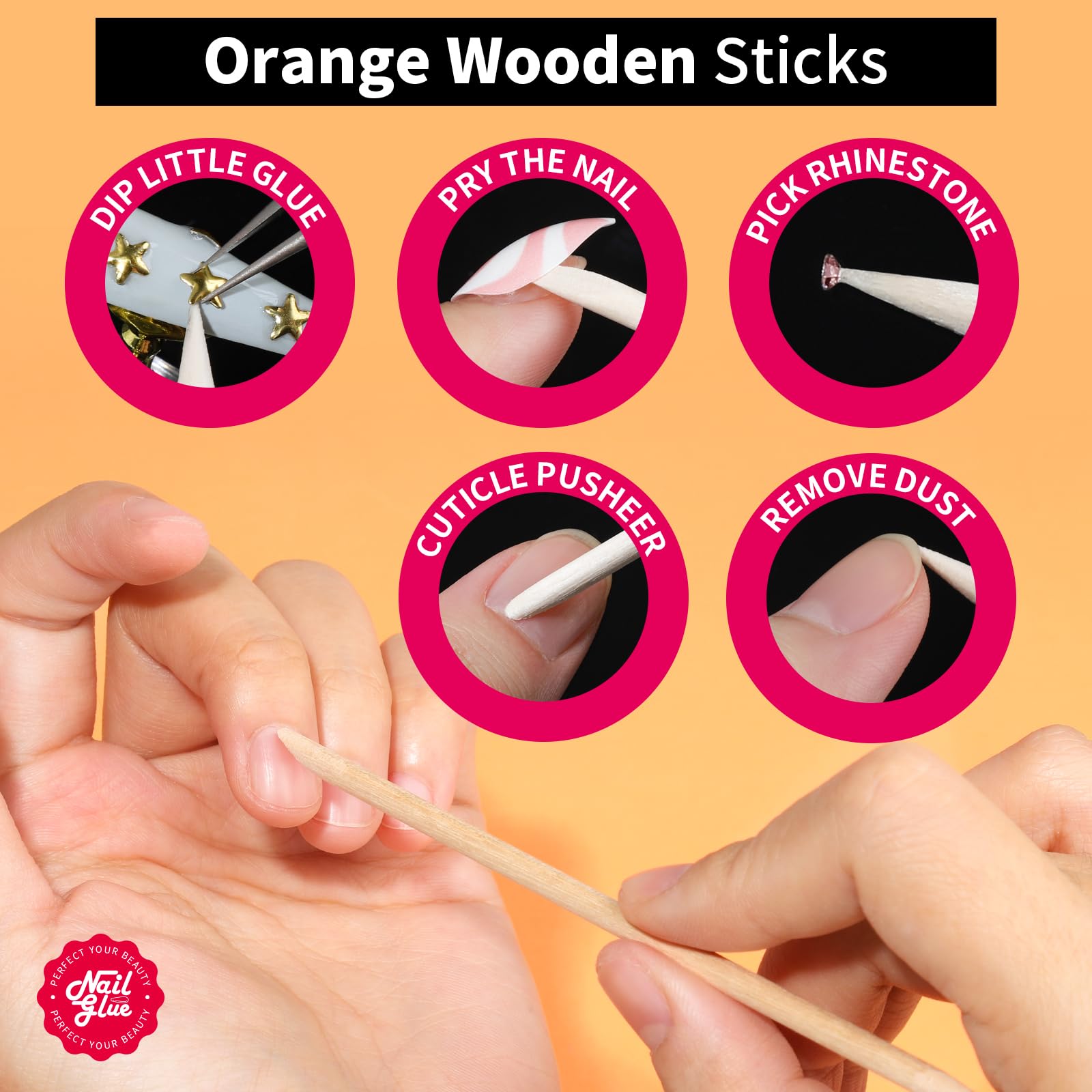 Teenitor Pink Nail Glue - 10 Pack Brush On Nail Adhesive for Press On & Acrylic Nails - Strong, Water Resistant & Fast Drying - No UV Lamp Needed - Perfect for Salon, Home Manicures & Nail Art DIY