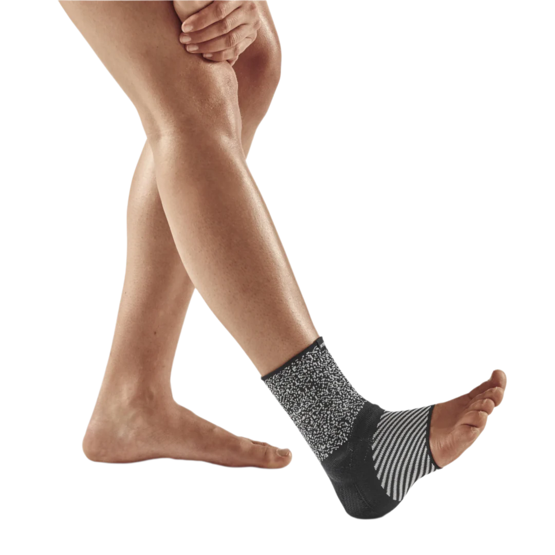 CEP Unisex Max Support Ankle Sleeve - Black/White - Compression Brace for Running, Basketball & Injury Recovery