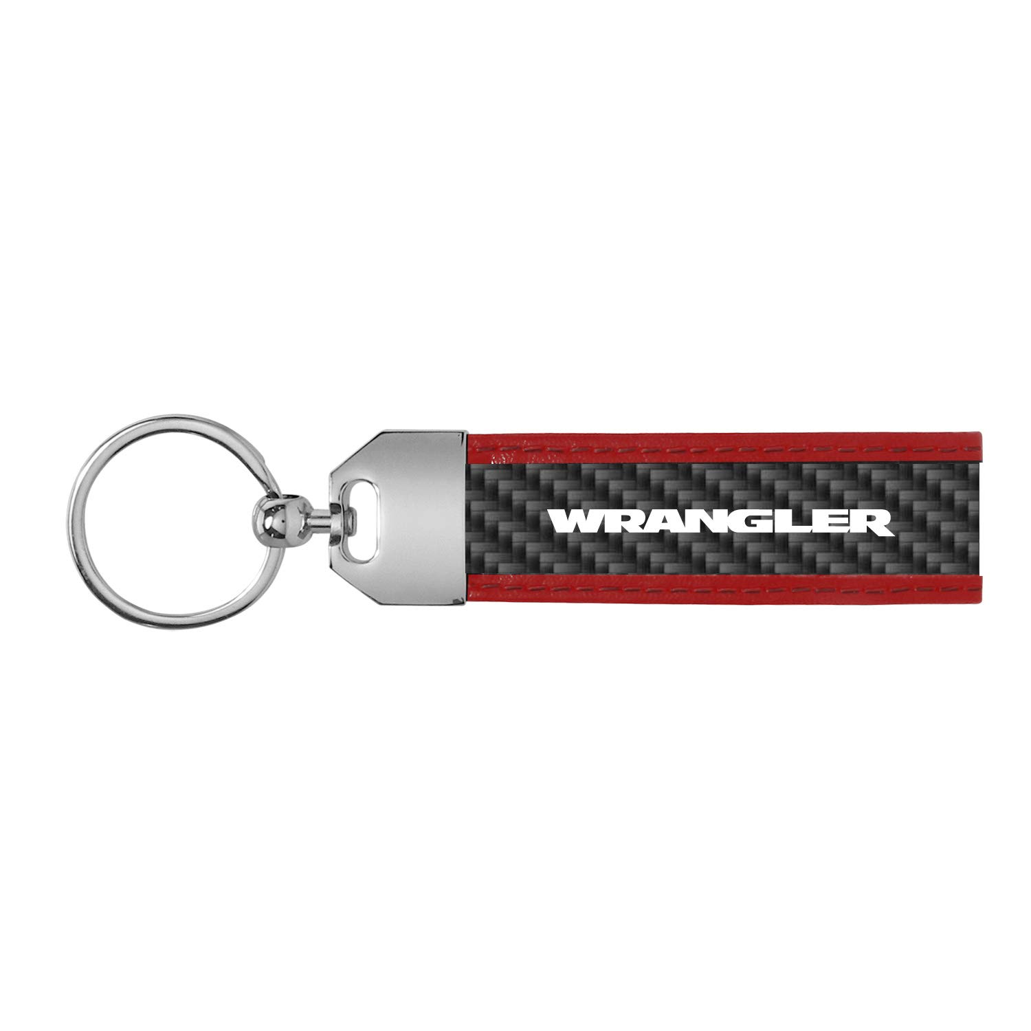 Premium Real Carbon Fiber Key Chain with Red Leather Stitching - Compatible with Jeep Wrangler - Durable & Stylish Car Accessory for Keys, Backpacks, or Gift Giving