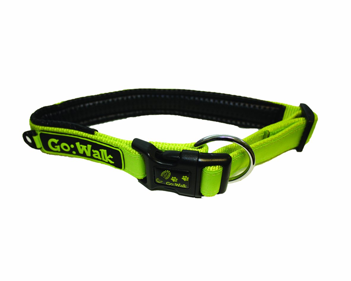 HappyPet Go Walk Dog Collar - Medium Size, Green - Adjustable & Reflective for Safe Night Walks, Outdoor Adventures & Daily Use