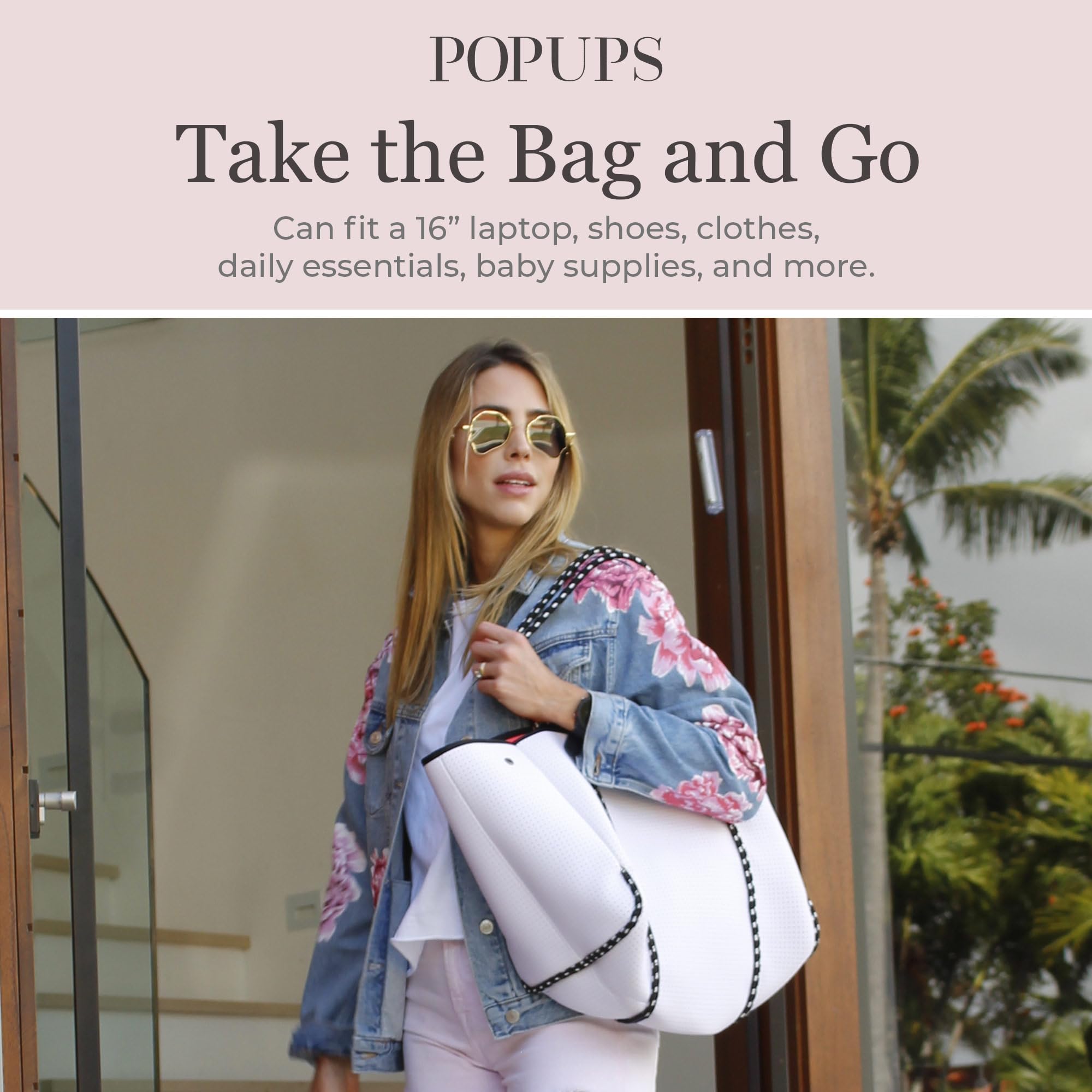 Stylish Large Neoprene Tote Bag for Women - Water-Resistant Designer Handbag with Multiple Pockets & Zipper Pouch | Perfect for Work Commute, Travel, Beach Trips & Shopping