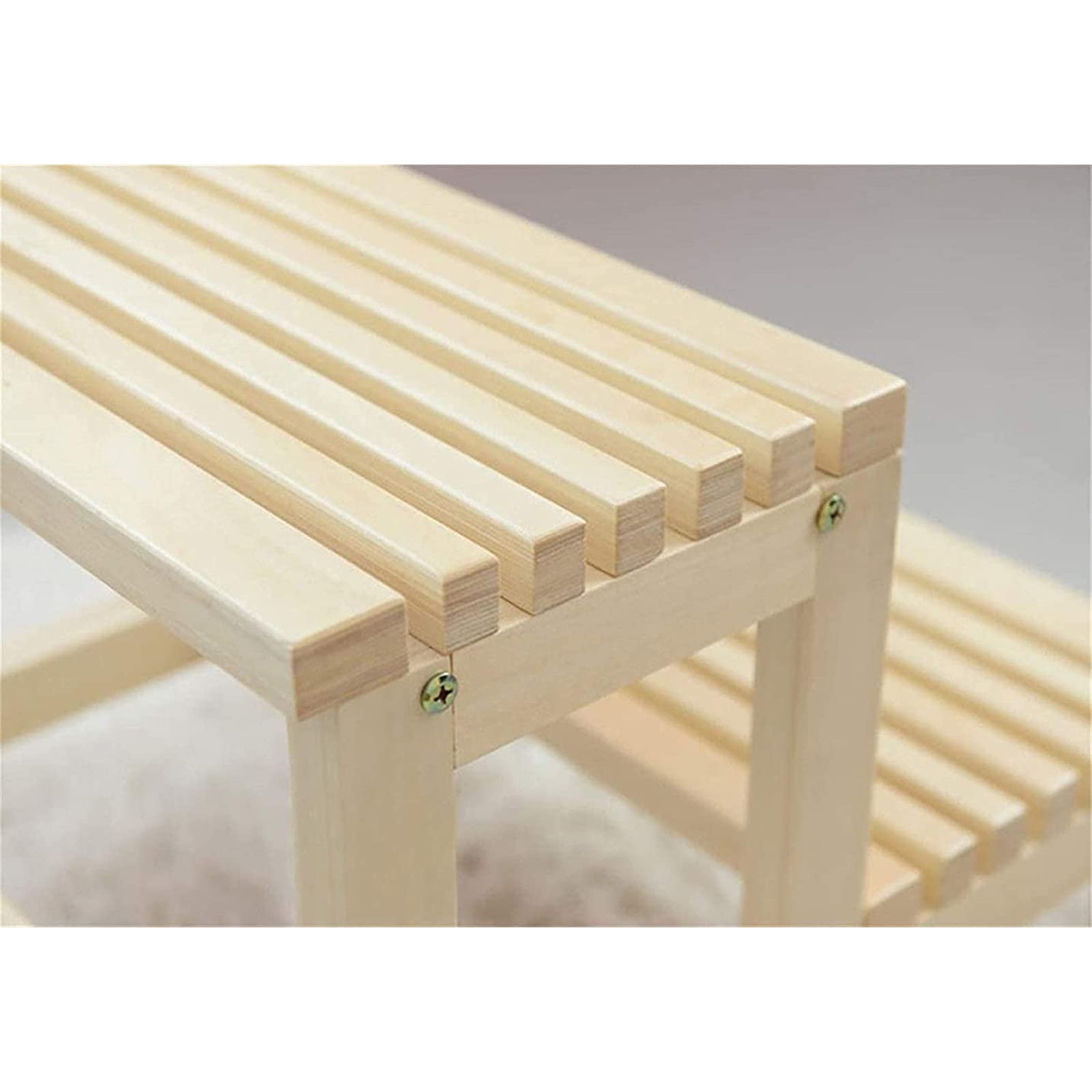 Portable 2-Tier Wooden Step Stool - Sturdy Hardwood Ladder for Bed, Kitchen & Bathroom - No Assembly Required - Perfect as Bed Step Stool, Plant Stand & Home Decor