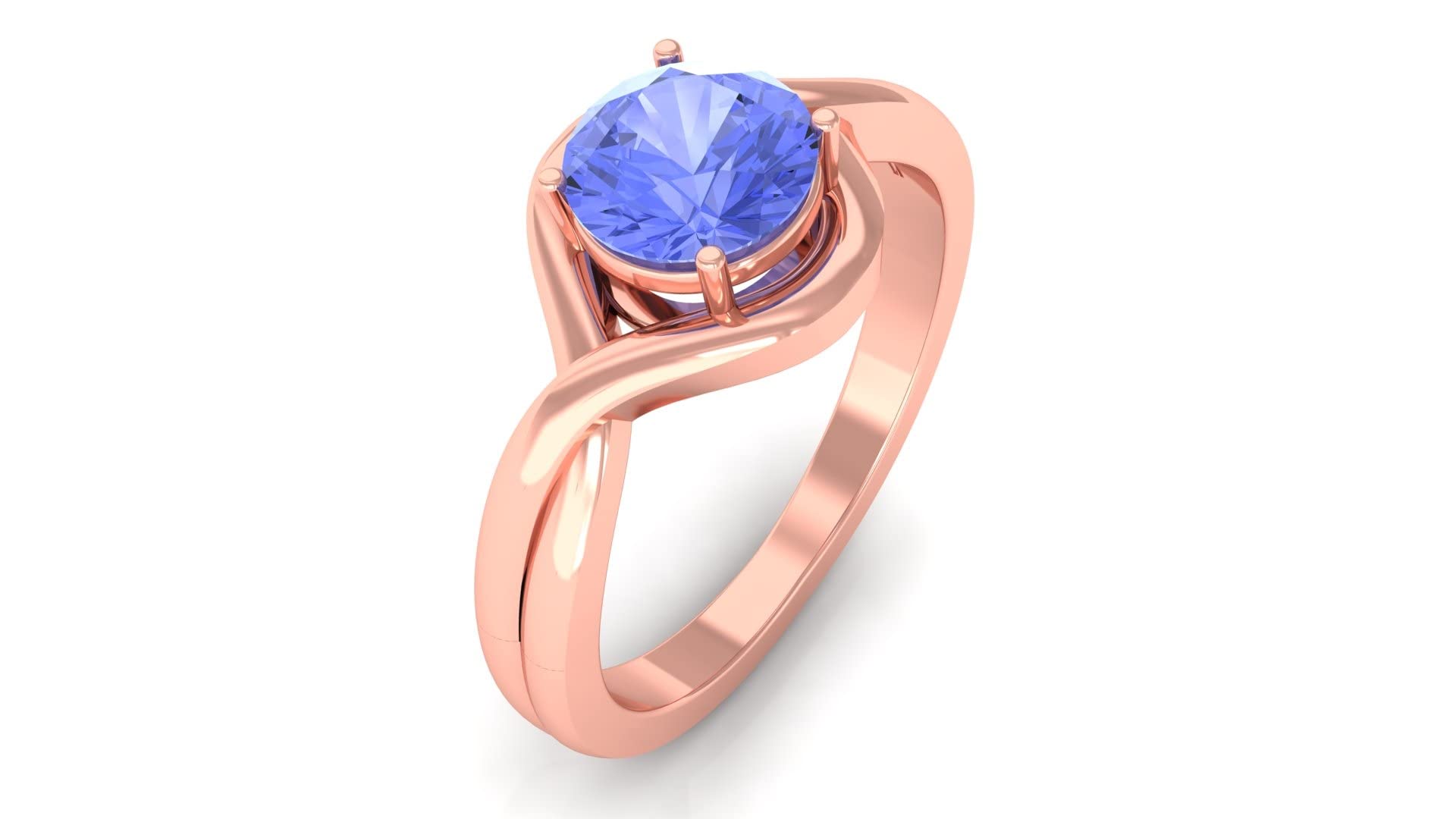 1 CT Genuine Tanzanite Solitaire Ring in 14K Solid Gold - 6 MM December Birthstone Ring for Women, Elegant Crossover Gold Tanzanite Engagement Ring, Perfect for Anniversary, Wedding & Special Occasion Gifts