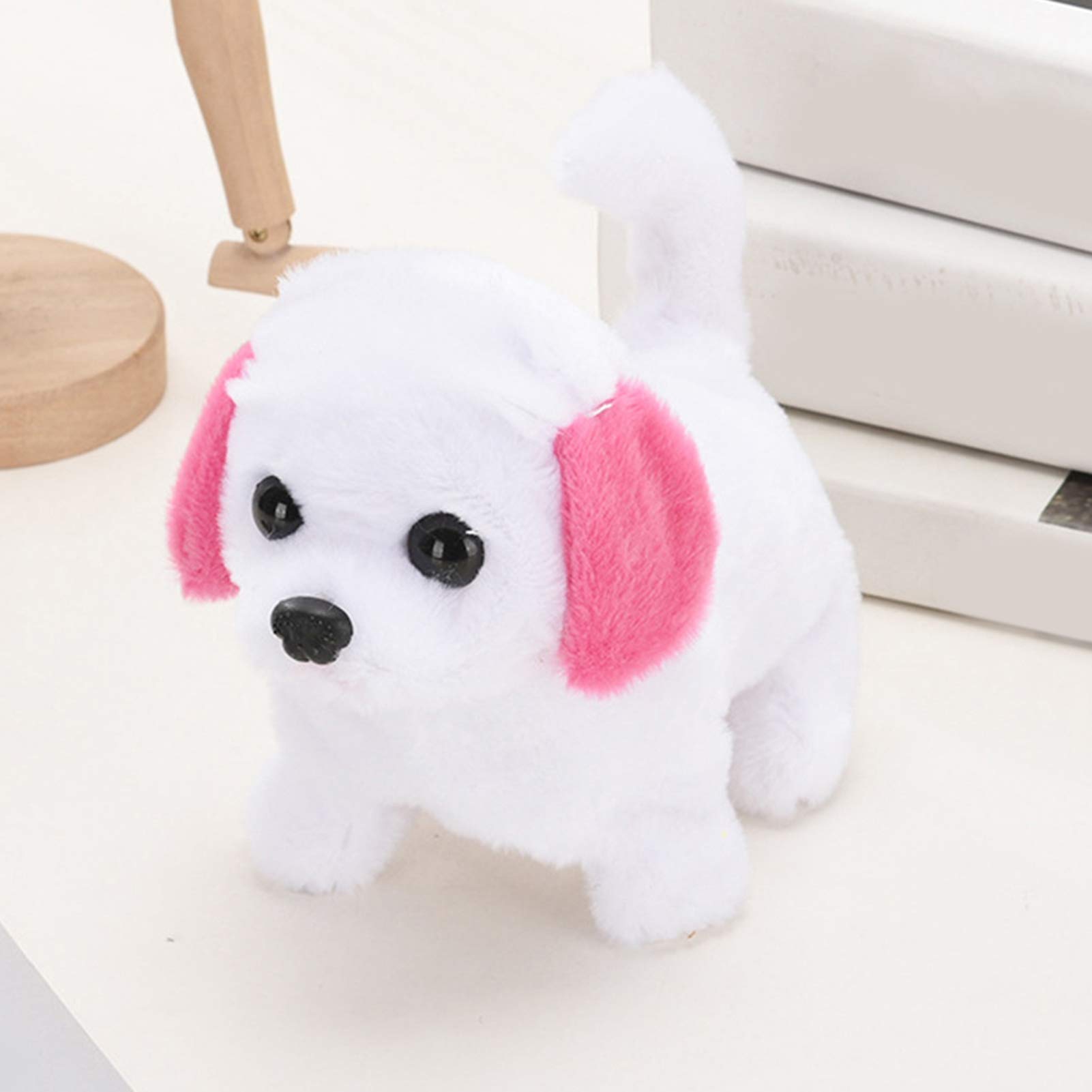 Interactive Electronic Toy Dog - Walking, Barking & Wagging Tail - Battery Operated Realistic Pet Puppy - Stretching & Moving Toy for Kids Birthday Gift (Pink) - Perfect for Pretend Play, Children's Parties & STEM Learning