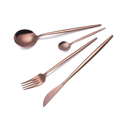 24-Piece Stainless Steel Silverware Flatware Set - Knives, Forks & Spoons for Dinner, Kitchen & Party | Durable Cutlery for Home, Restaurant & Outdoor Dining (Orange)
