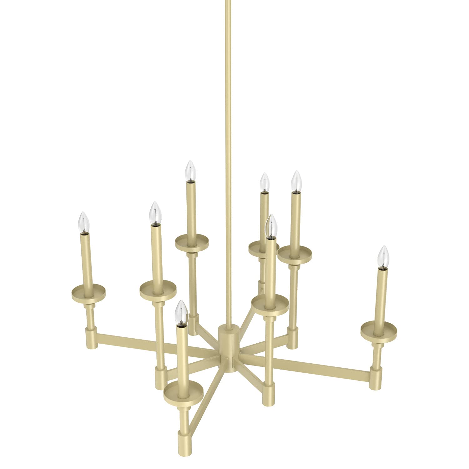 Hunter Briargrove 8-Light Modern Brass Chandelier - Dimmable Large Ceiling Light Fixture, Formal Candle-Style for Dining Room, Bedroom, Living Room & Kitchen Decor - Perfect for Elegant Home Lighting & Interior Design (Model 19053)