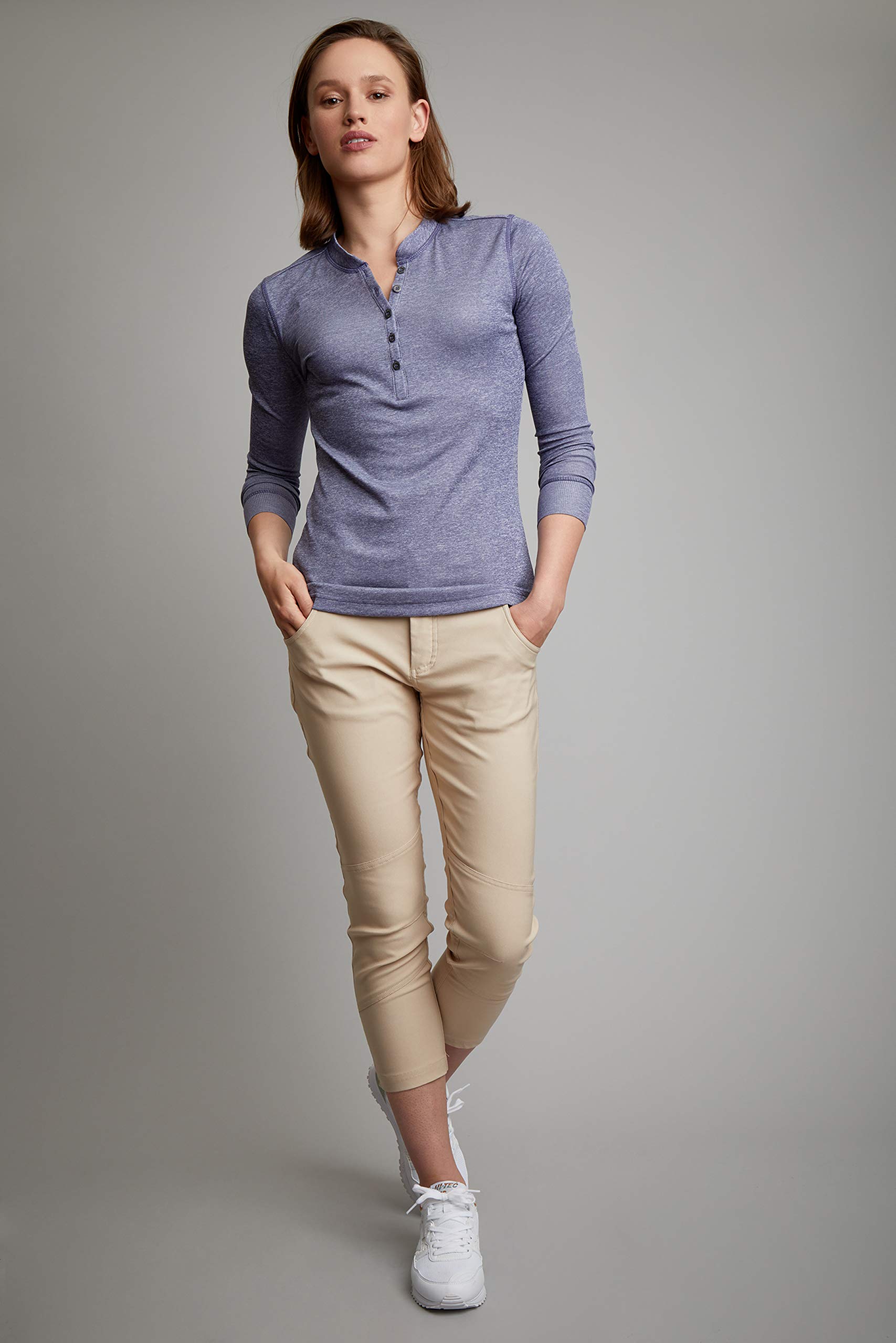 HI-TEC Women's Shelter Tech Waffle Thermal Henley Long Sleeve T-Shirt - Warm Winter Base Layer for Hiking, Camping & Outdoor Activities