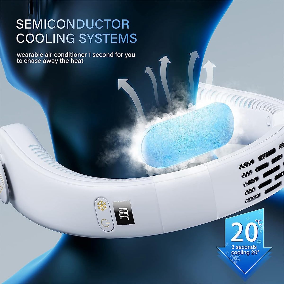 1 PCS Portable Hanging Neck Air Conditioner Fan - 4000mAh Rechargeable Wearable Cooling Fan for Outdoor, Sports, Travel & Office Use