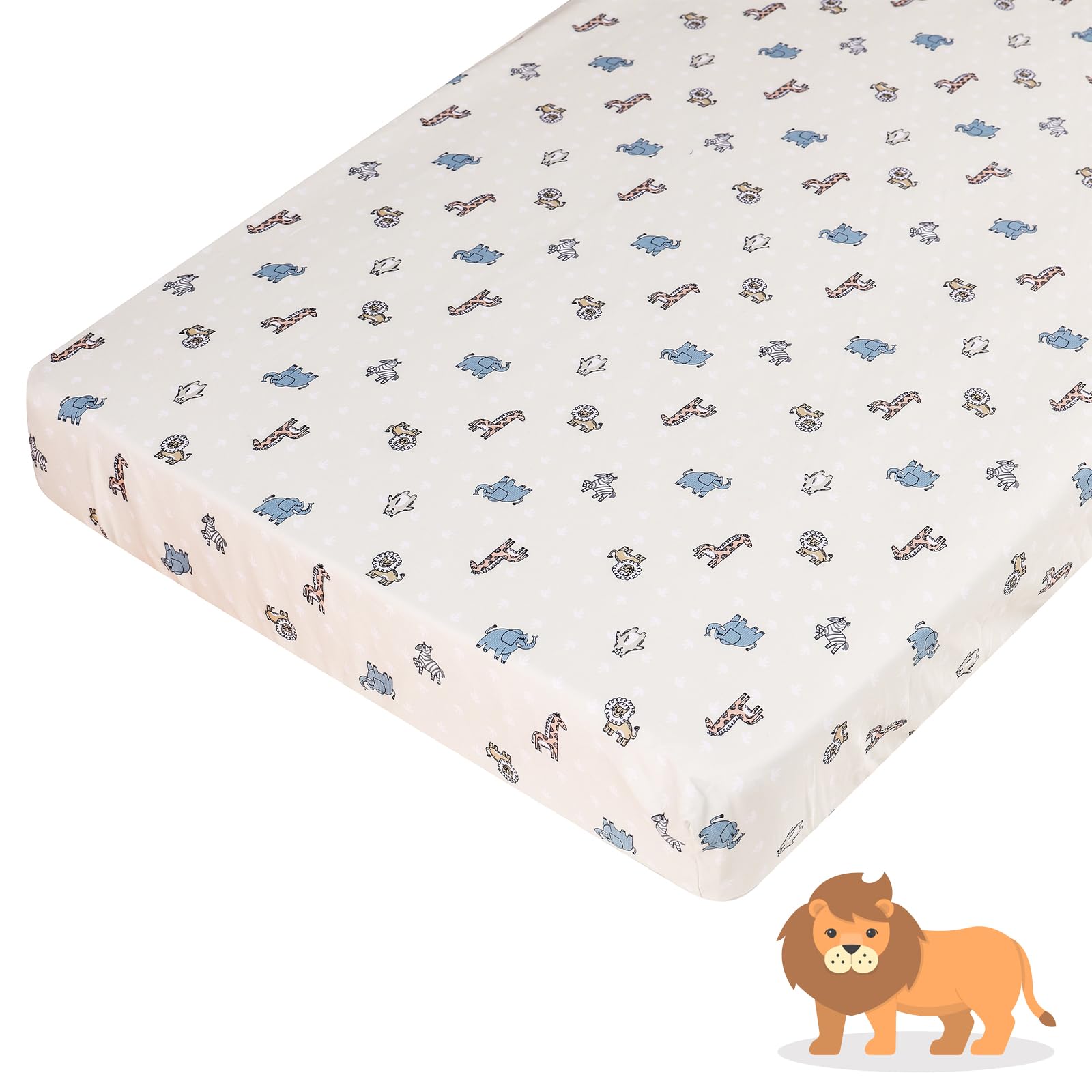 4 Piece Baby Crib Bedding Set for Boys & Girls - Soft Animal Nursery Set with Cartoon Comforter, Pillowcase, Fitted Sheet & Bed Skirt | Cozy Nursery Decor for Newborns & Toddlers | Perfect for Baby Showers & Nursery Room Themes