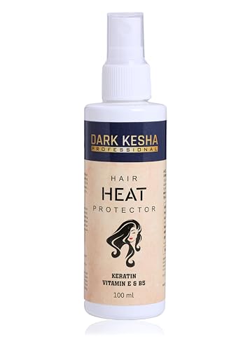 Dark Kesha Hair Heat Protection Spray - 100ml for Women & Men | Keratin & Argan Oil Enriched | Paraben, Sulfate, Silicone & Color Free | Shield Against Flat Iron & Styling Damage | Perfect for Daily Blowouts, Straightening & Heat Styling