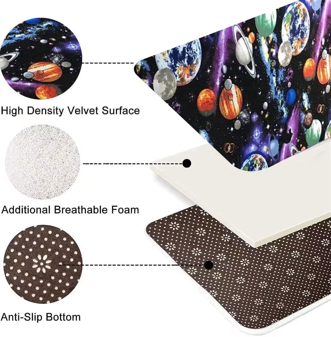Outer Space Large Area Rug - Solar System Cartoon Planets Print Washable Flannel Carpet for Teens Bedroom (6'×9') | Durable Playroom Mat, Dining Room Decor & Kids Room Floor Covering