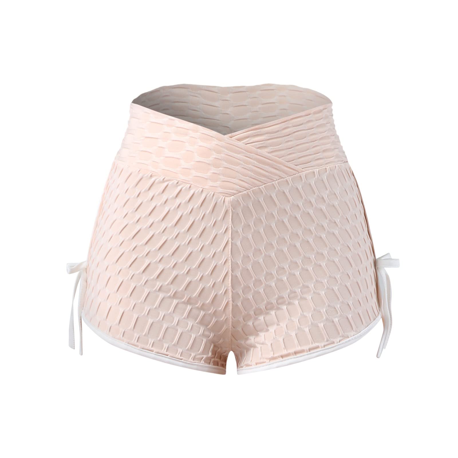 High Waist Butt Lifting Yoga Shorts for Women - Tummy Control Textured Ruched Workout Shorts - Gym, Running, Beach & Casual Wear - Comfortable Hot Pants for Active Lifestyle