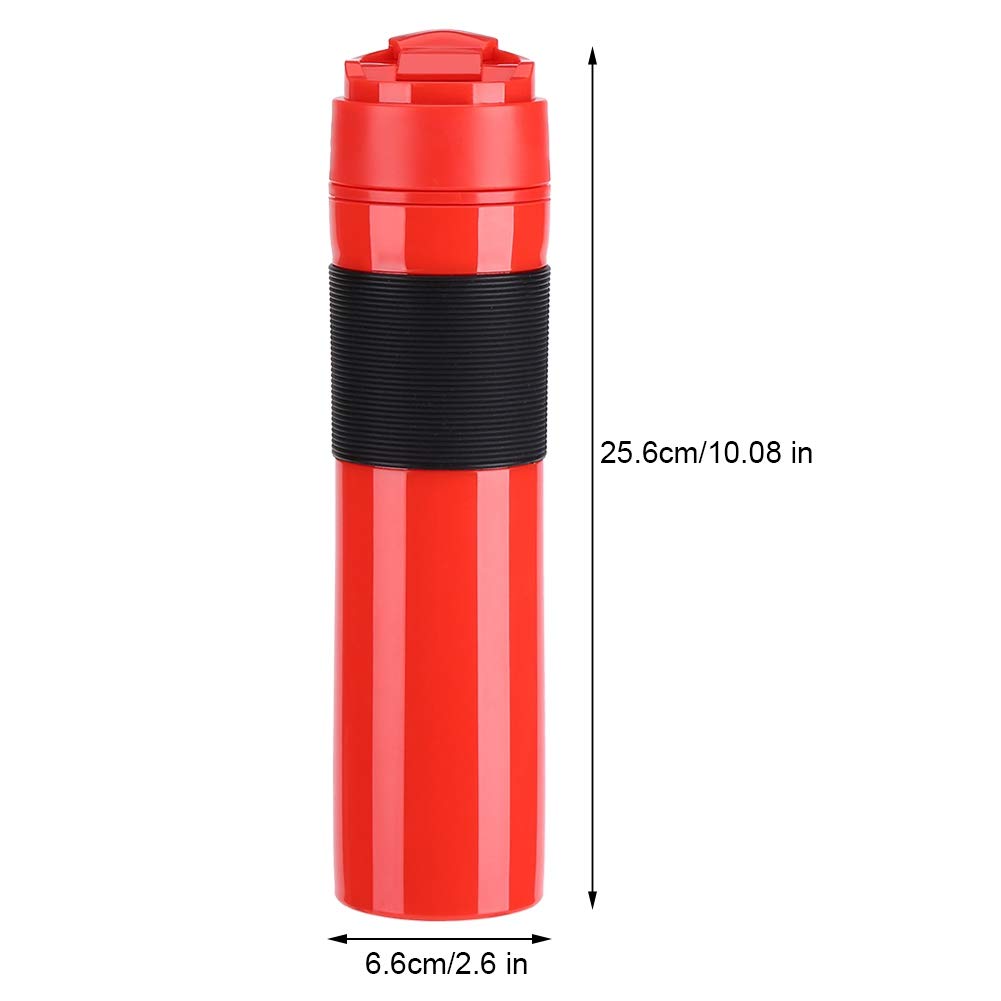 Zerodis 350ml Portable French Press Coffee & Tea Maker - Insulated Travel Mug for Commuting, Camping, Hiking, Office & Outdoor Use (Red) | Leak-Proof & Durable Stainless Steel Design