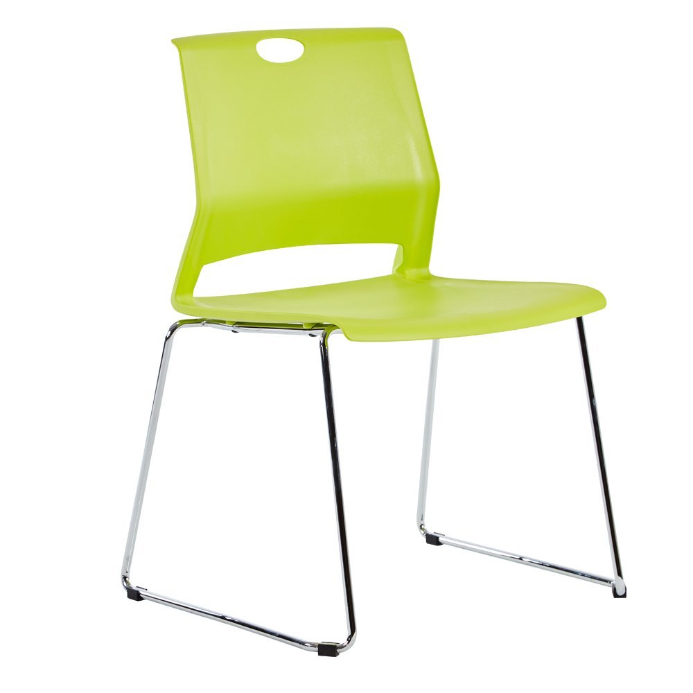 4-Pack Green Stackable Chairs with Sled Base - Heavy Duty Waiting Room Chairs for Office, Conference, Library, Classroom | Perfect for Schools, Hospitals & Public Spaces