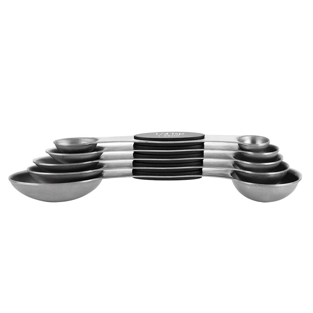 5PCS Stainless Steel Measuring Spoons Set - Magnetic Double-Head Design for Precise Cooking & Baking - Perfect for Measuring Spices, Seasonings, Coffee, and Tea - Dishwasher Safe Kitchen Essentials