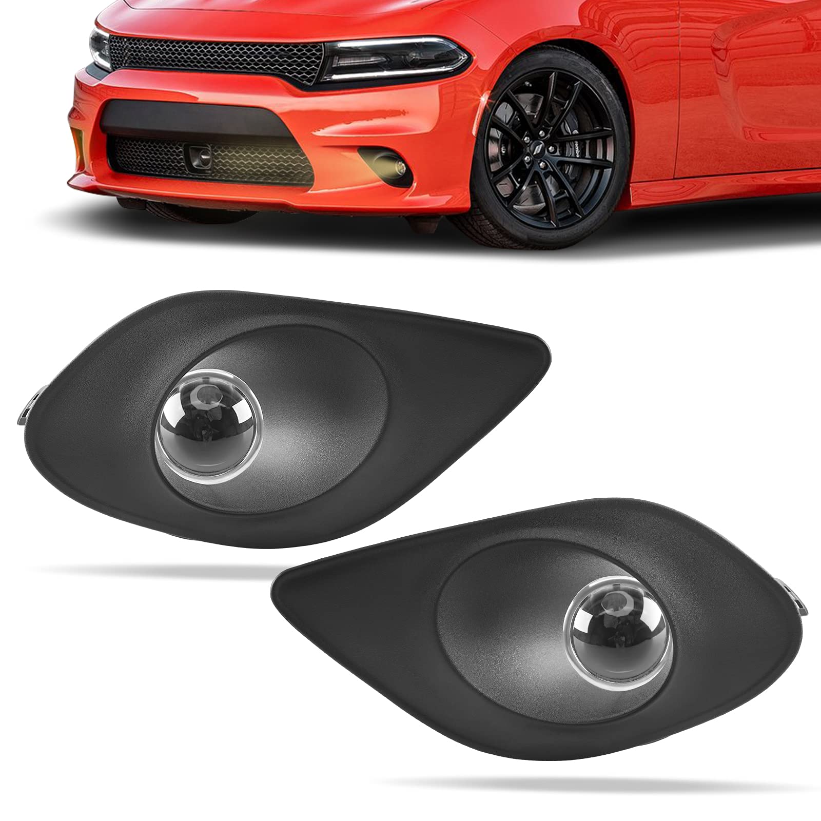 DLAA Fog Lights for Dodge Charger 2018-2021 - Front Fog Lamp Kit with Clear Lens, Wiring Cables & Switch (1 Pair) - Perfect for Night Driving, Off-Road Adventures & Enhanced Vehicle Styling