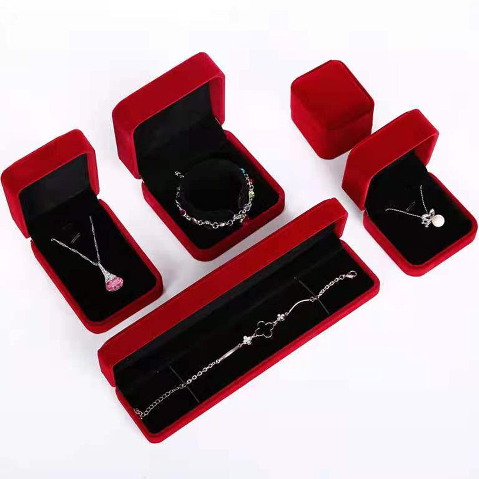 Velvet Jewelry Storage Box - Elegant Red Pendant Necklace Gift Case for Women | Perfect for Anniversary, Christmas Gifts & Jewelry Display Showcase | Great for Home Decor, Wedding Accessories & Jewelry Organization