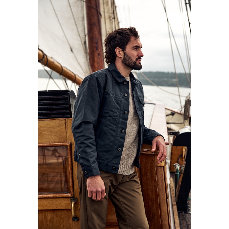 Filson Tin Cloth Short Lined Cruiser Jacket for Men - Durable Water-Resistant Workwear in Service Blue - Perfect for Outdoor Adventures & Casual Wear