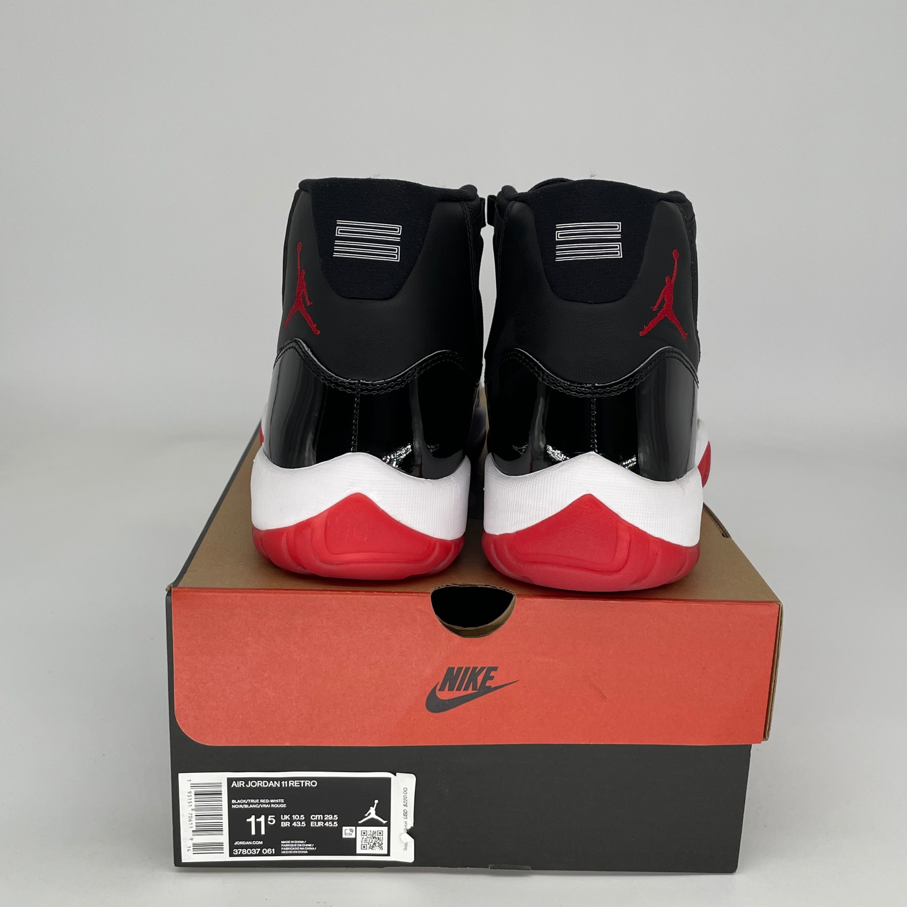 Original Air Jordan 11 Retro 'Bred' Men's Basketball Shoes Size 11.5 - Style Code 378037-061 | Gym, Streetwear & Sneaker Collection
