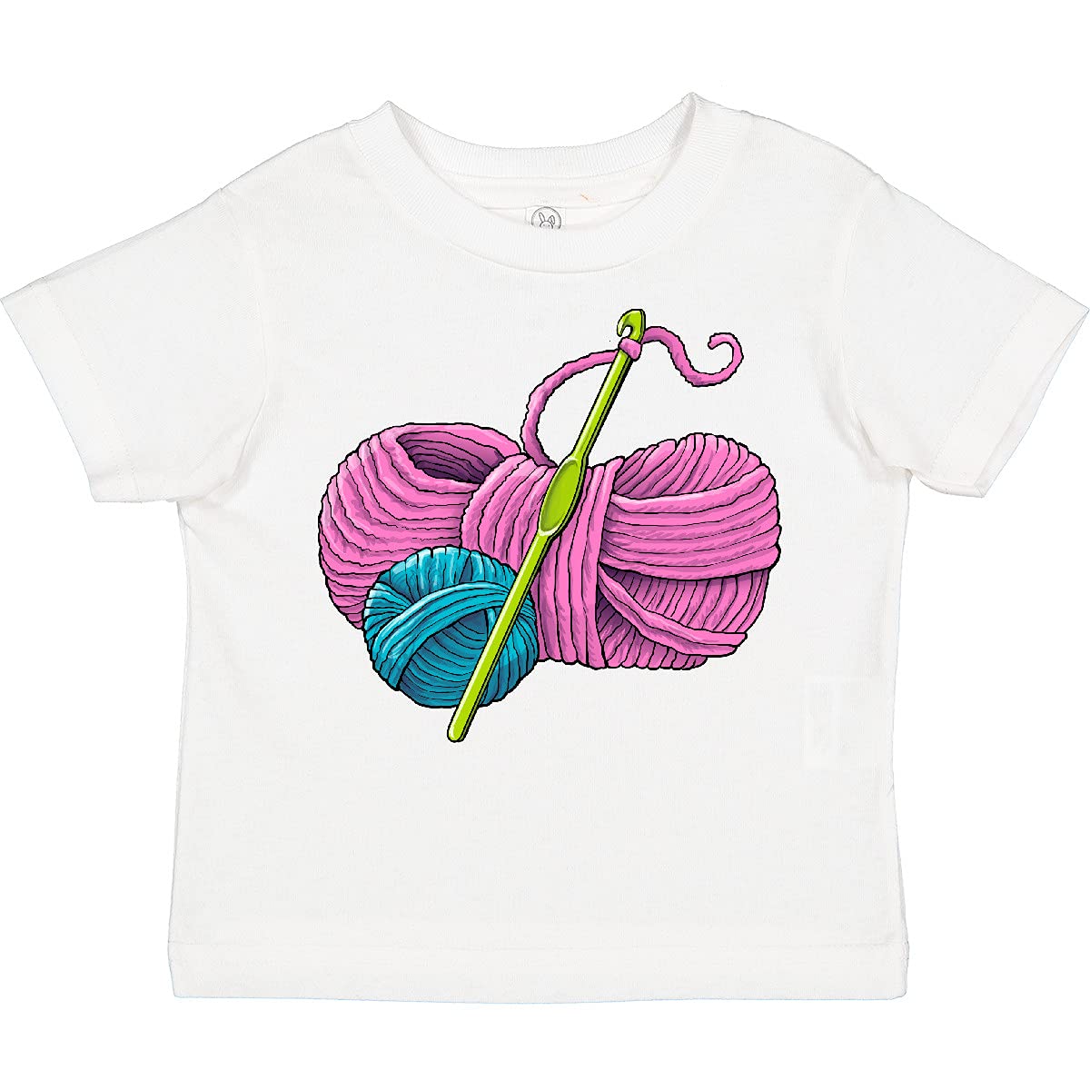 Inktastic Blue and Pink Yarn with Crochet Hook Toddler T-Shirt - Soft Cotton Baby Tee for Playtime & Family Outings